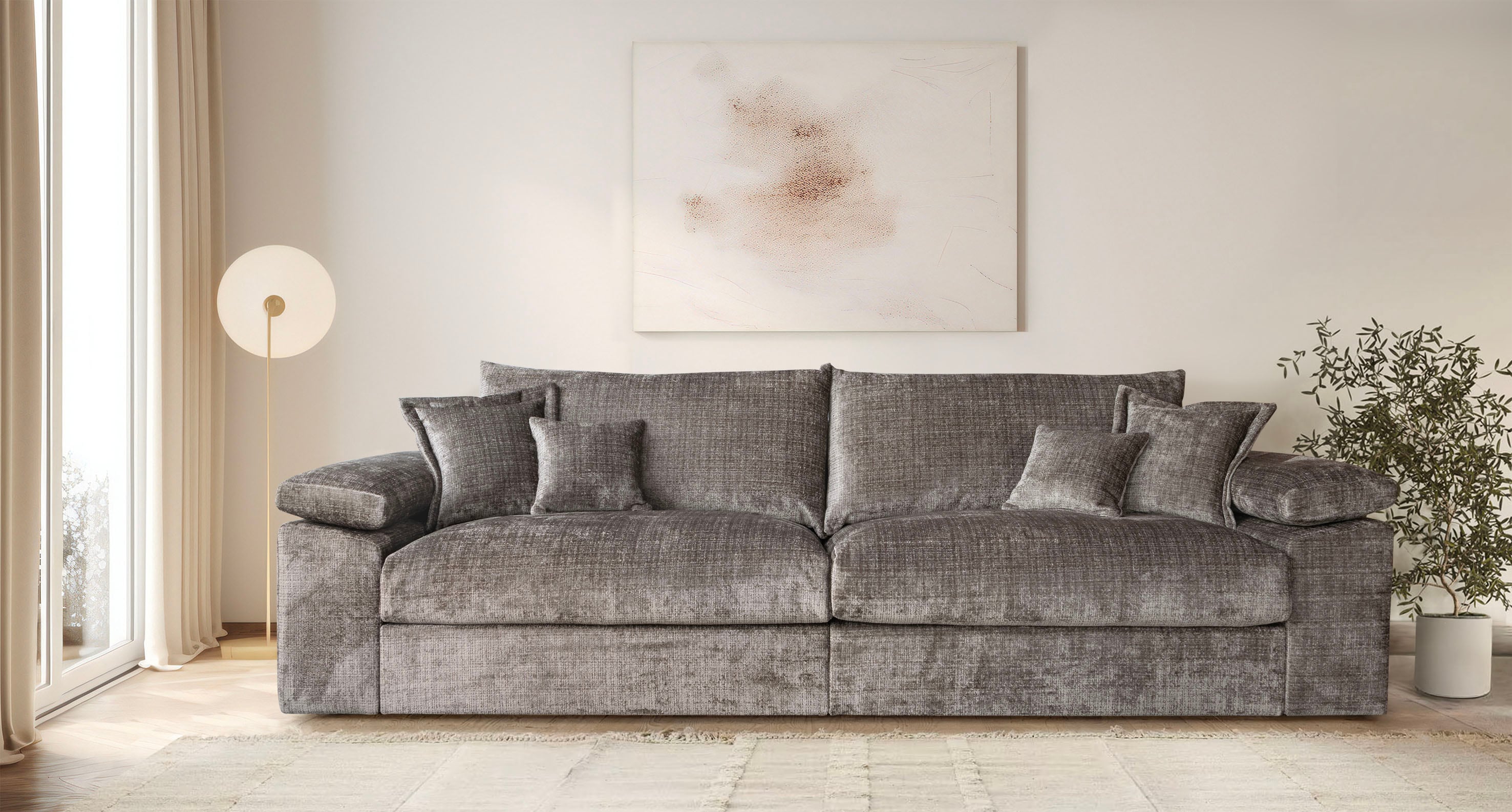 OTTO home Big-Sofa "Soft&Cosy XXL, B: 303 cm - OTTO. Verlässliche Qualität." Mega-Sofa, Cord oder Chenille-Struktur, mit Federkern & 4 Zierkissen