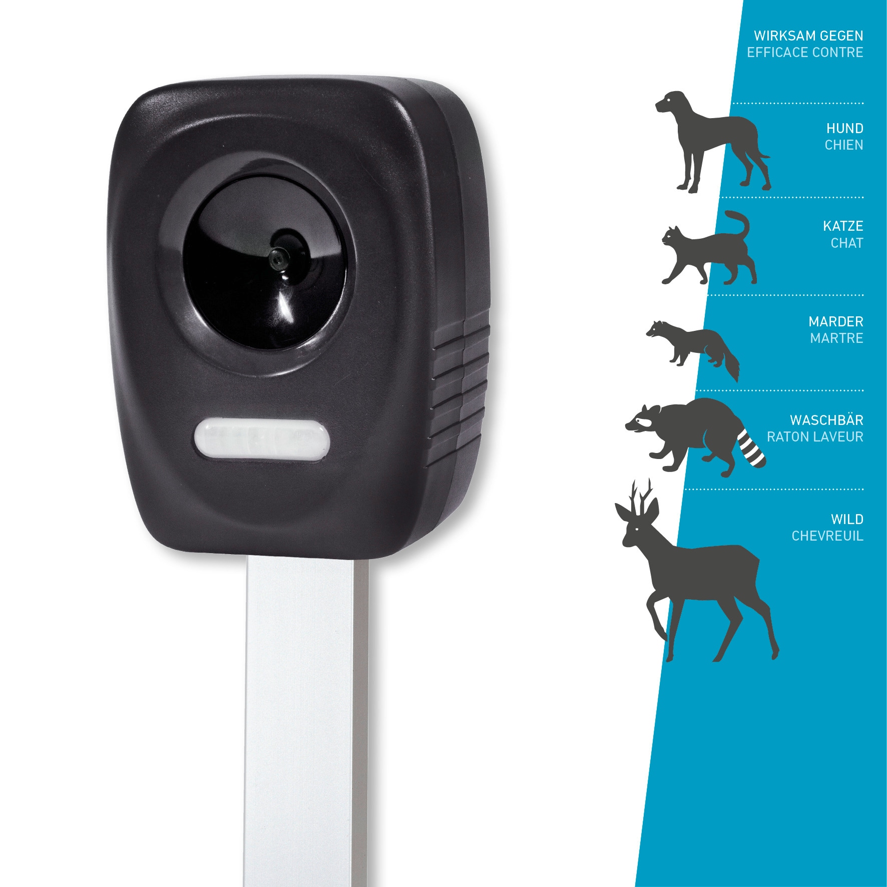 Windhager Ultraschall-Tierabwehr »Gerät Outdoor,  mit Solar oder Batterie« Tiervertreiber gegen Marder, Waschbären, Wirkungsbereich 40 oder 60 m²