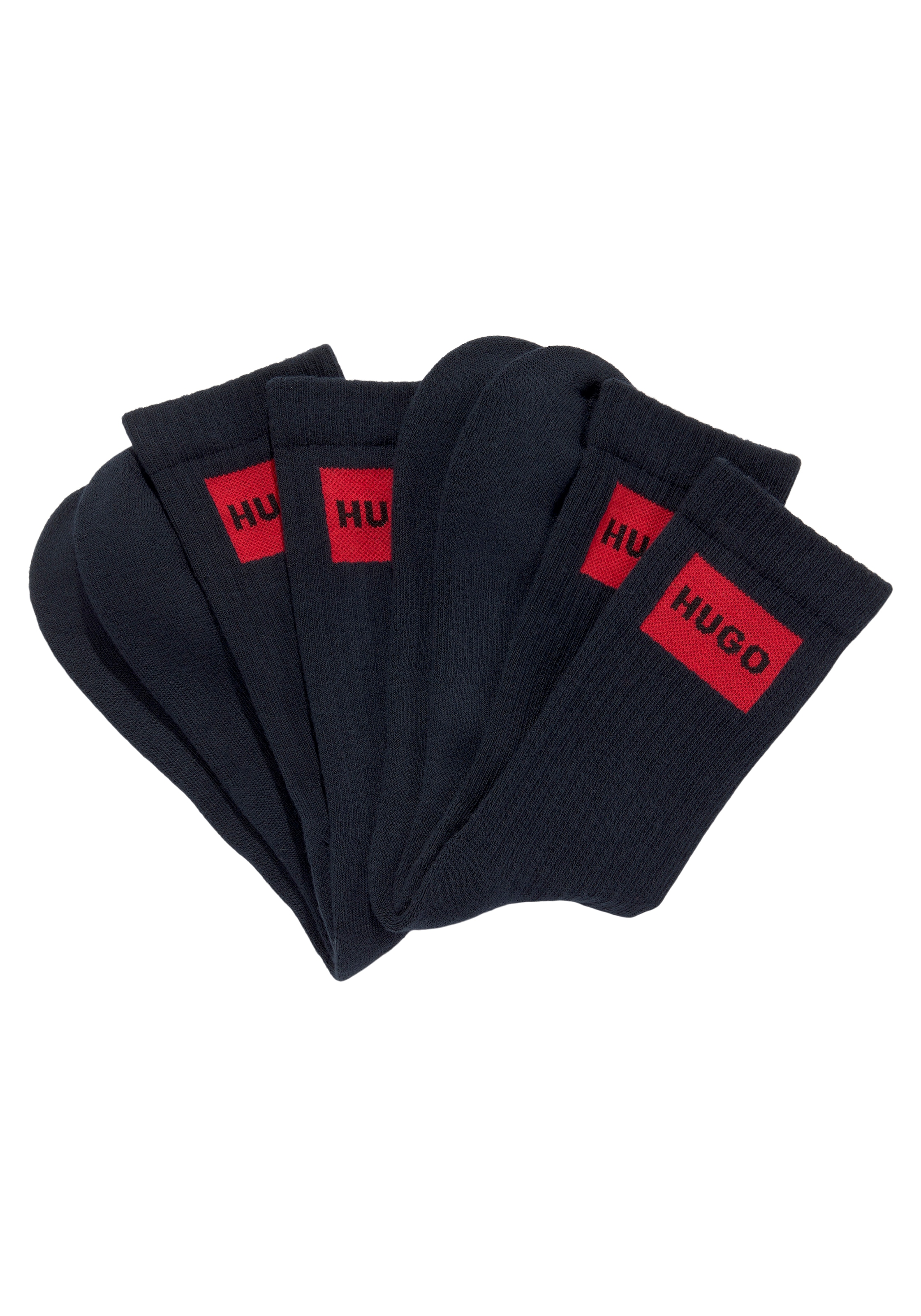 HUGO Underwear Socken "2P QS RIB LAB COL CC", (Packung, 2 Paar, 2er Pack), mit eingestricktem HUGO BOSS Logo