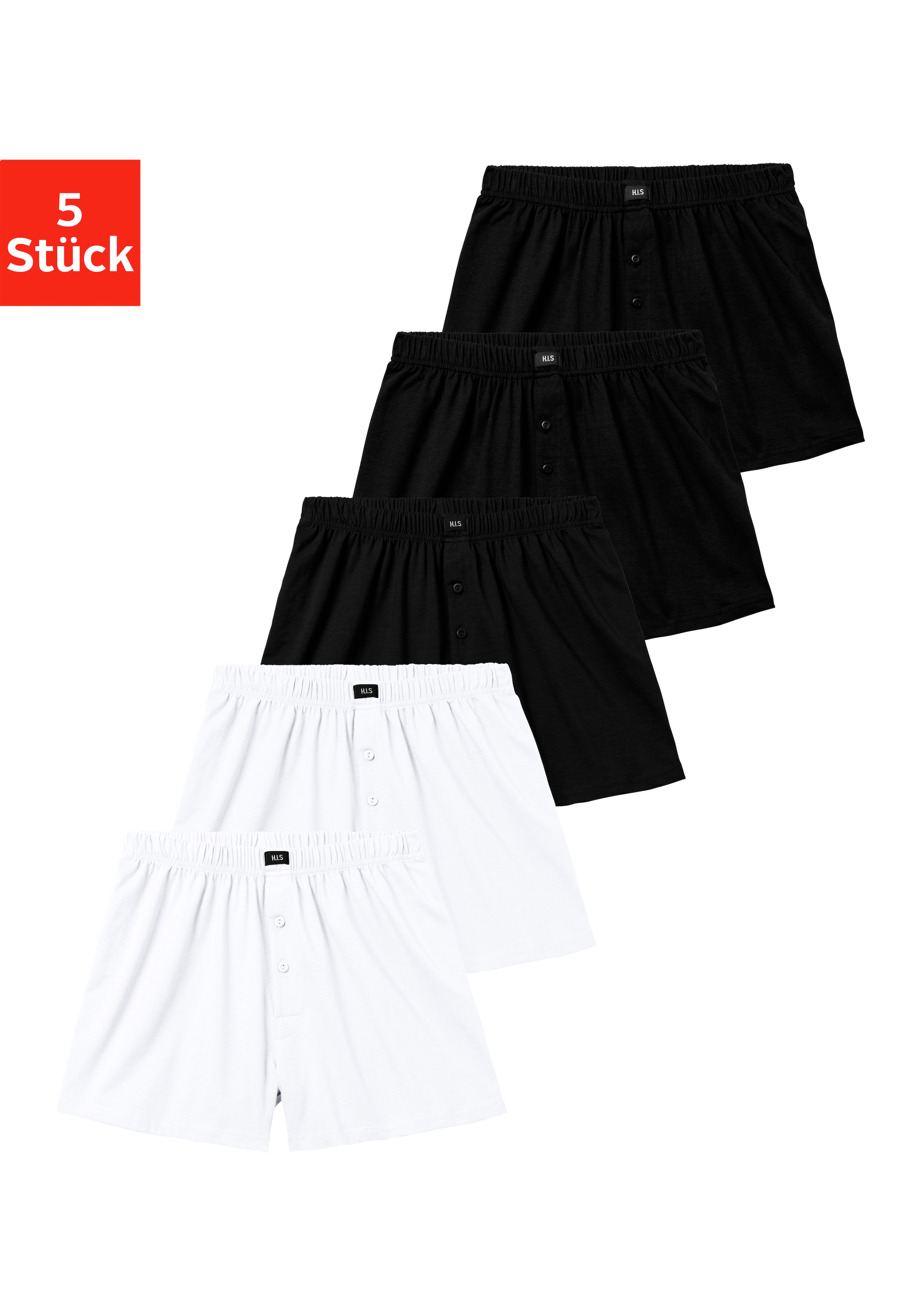 H.I.S Weiter Boxer "Herren Boxer" Packung, 5 Stk. weite Passform, Komfortbund, aus Baumwoll-Stretch