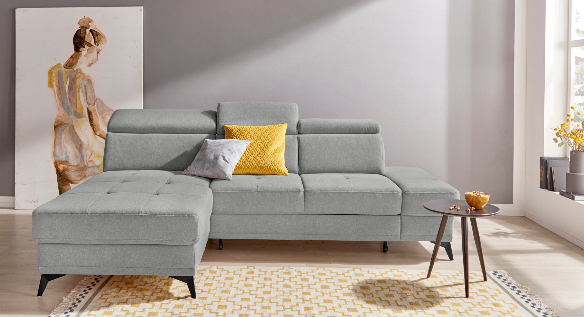 INOSIGN Ecksofa »Cardiz L-Form«, inkl.Kopfteilverstellung und Federkern wahlweise mit Bettfunktion