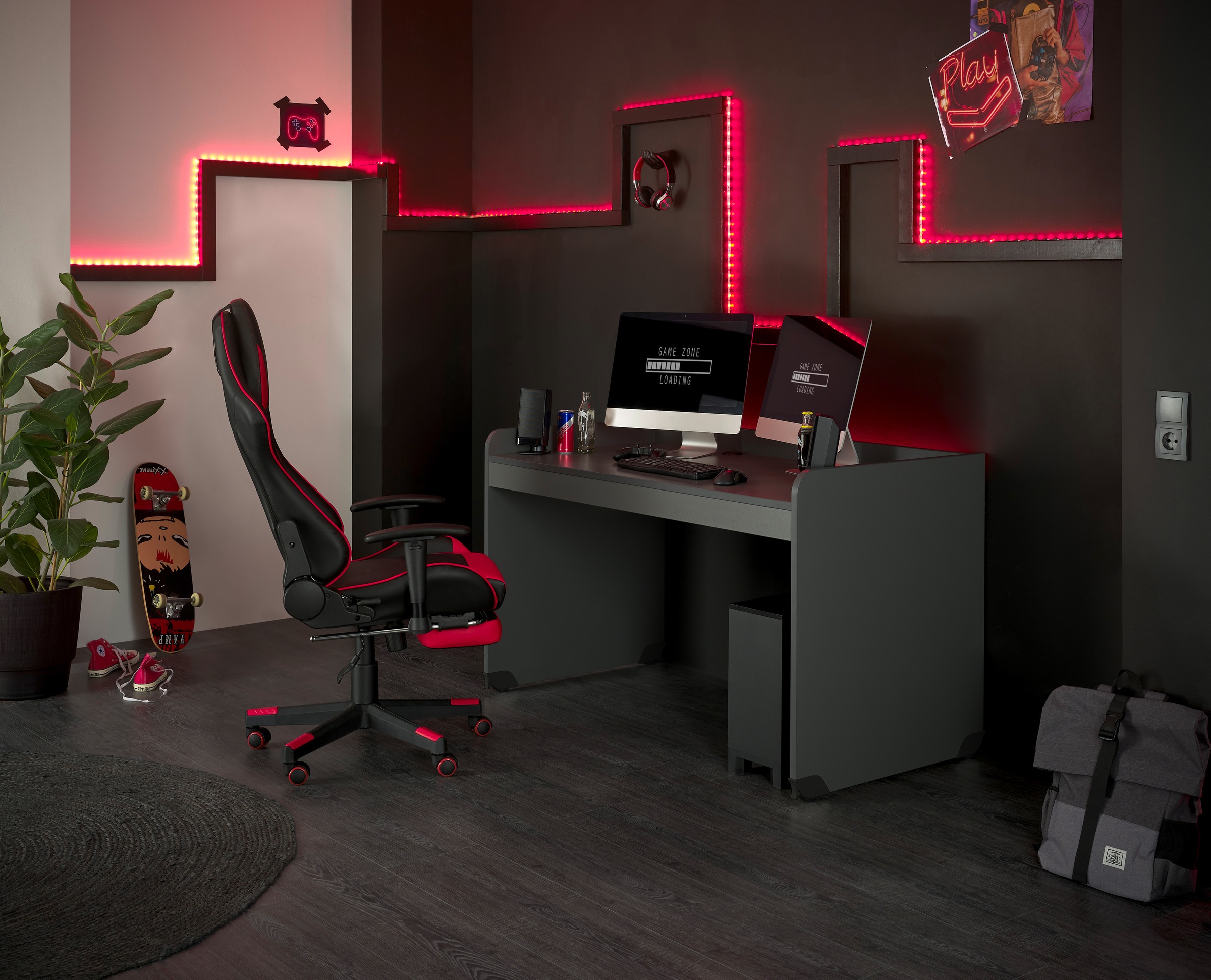 Begabino Gamingtisch »Kellon«, rollbar, Schreibtisch wahlweise in 2 Farben
