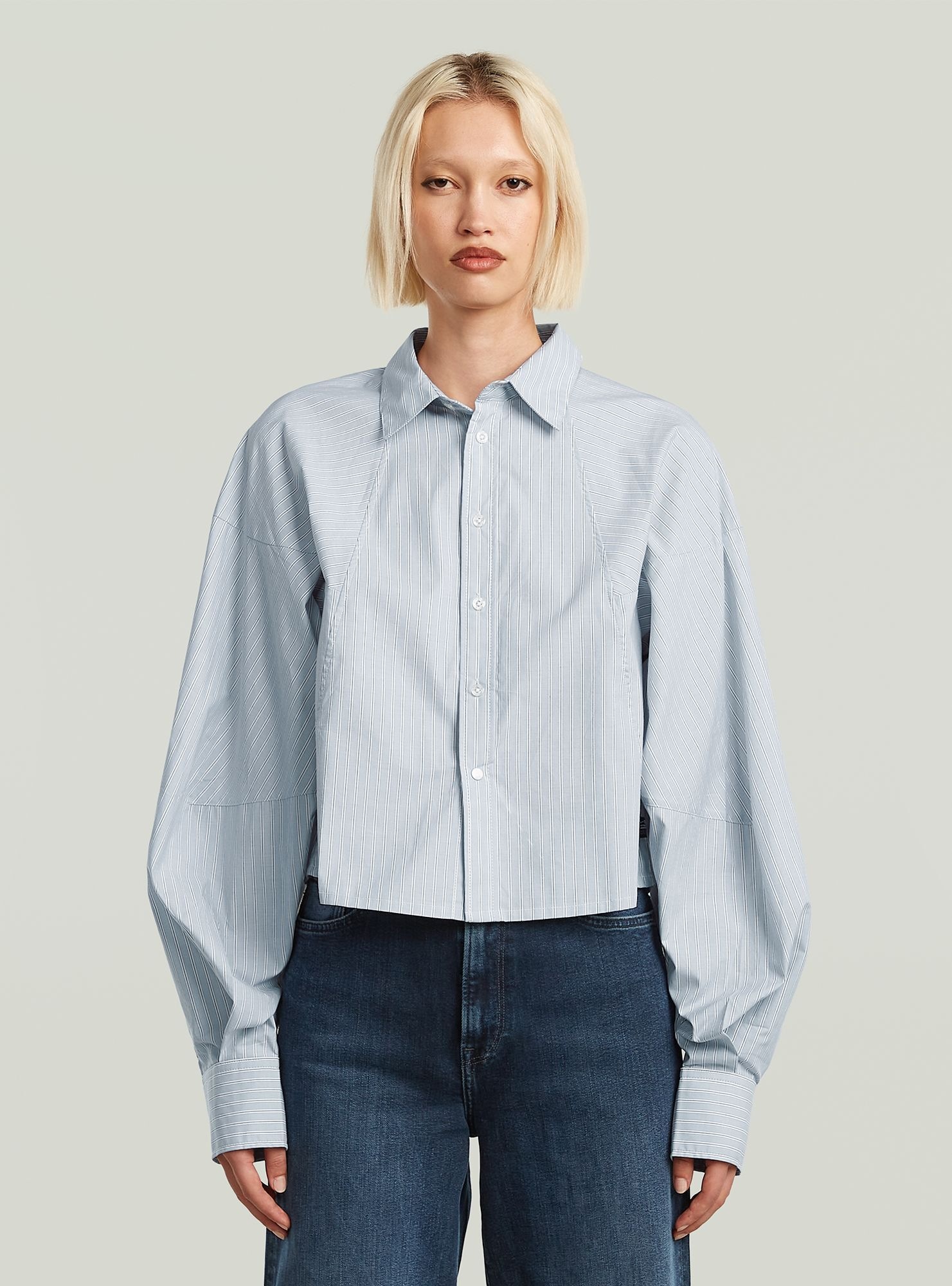 G-star Chemise à Manches Longues Macro Balloon Ash Blue Micro Stripe XS Femme