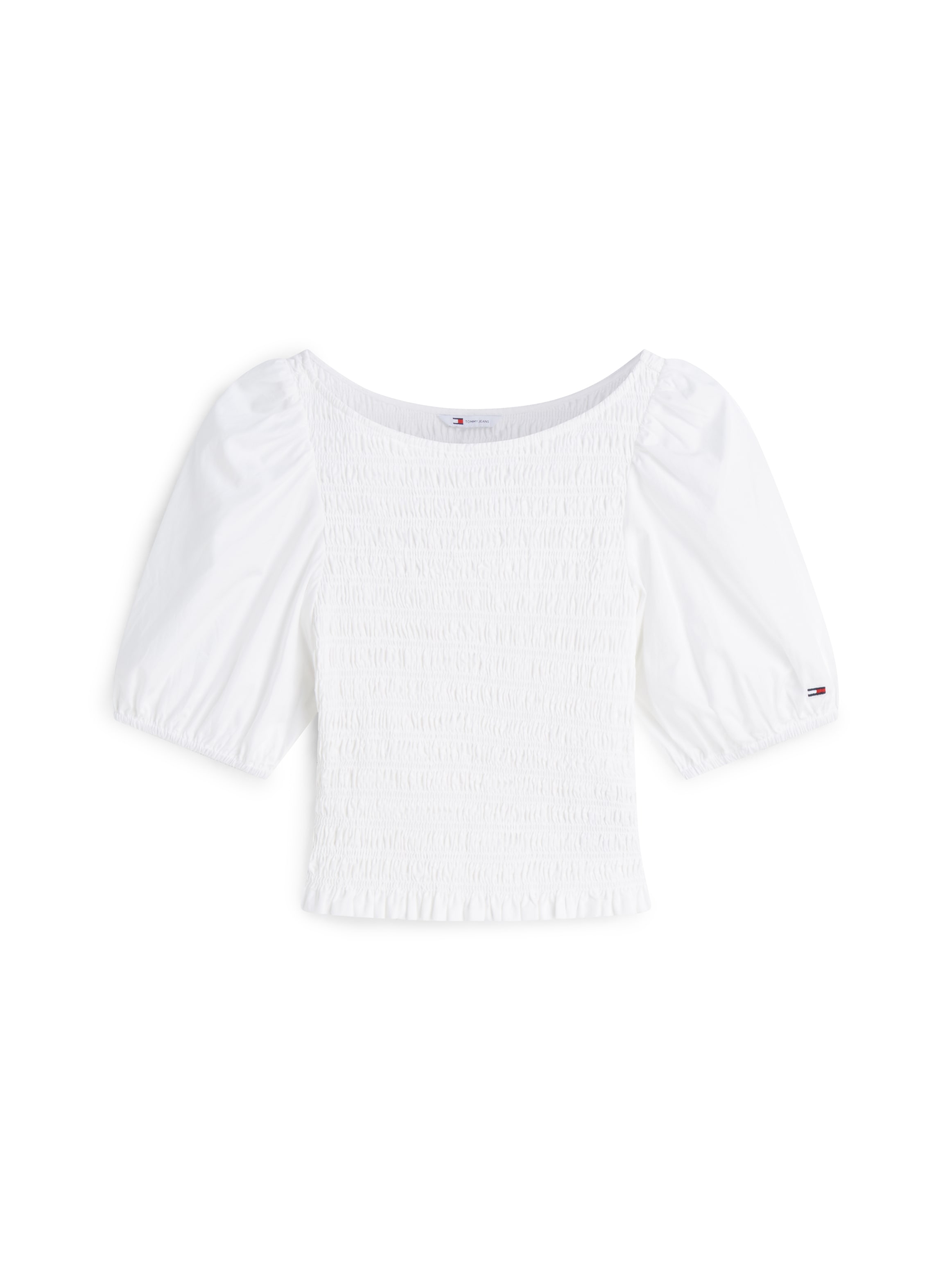 Tommy Jeans Kurzarmbluse »TJW SMOCKED SS BLOUSE« Baumwolle, Puffärmel
