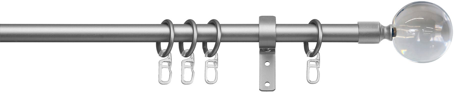 indeko Gardinenstange "Kugel Glas klar" Ø 16 mm 1 läufig-läufig Fixmaß Komp günstig online kaufen