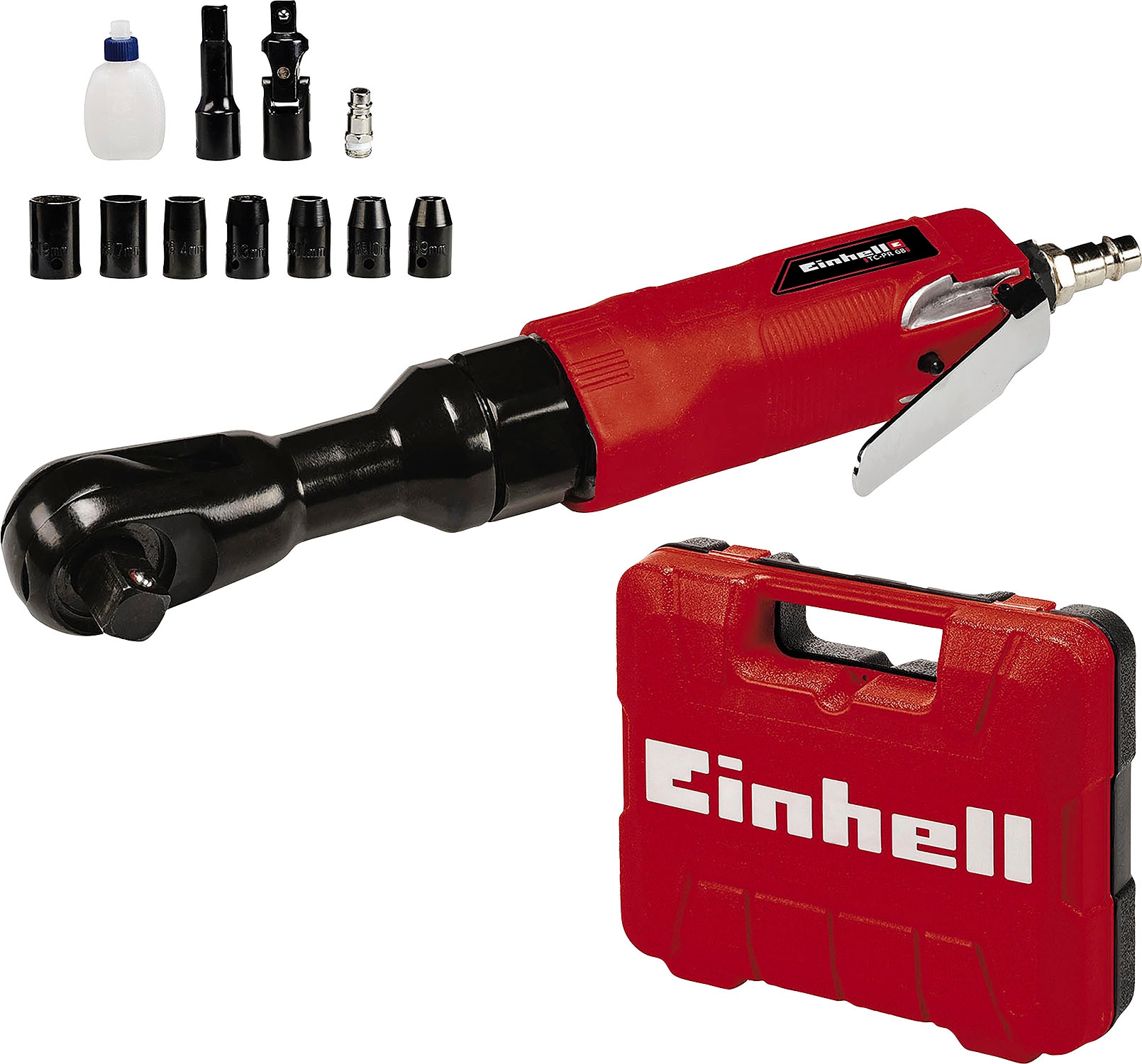 Einhell Druckluft-Ratschenschrauber "TC-PR 68" Set, 7 Stk. tlg. inkl. Koffer für universelle Aufbewahrung von Werkzeug und Zubehör