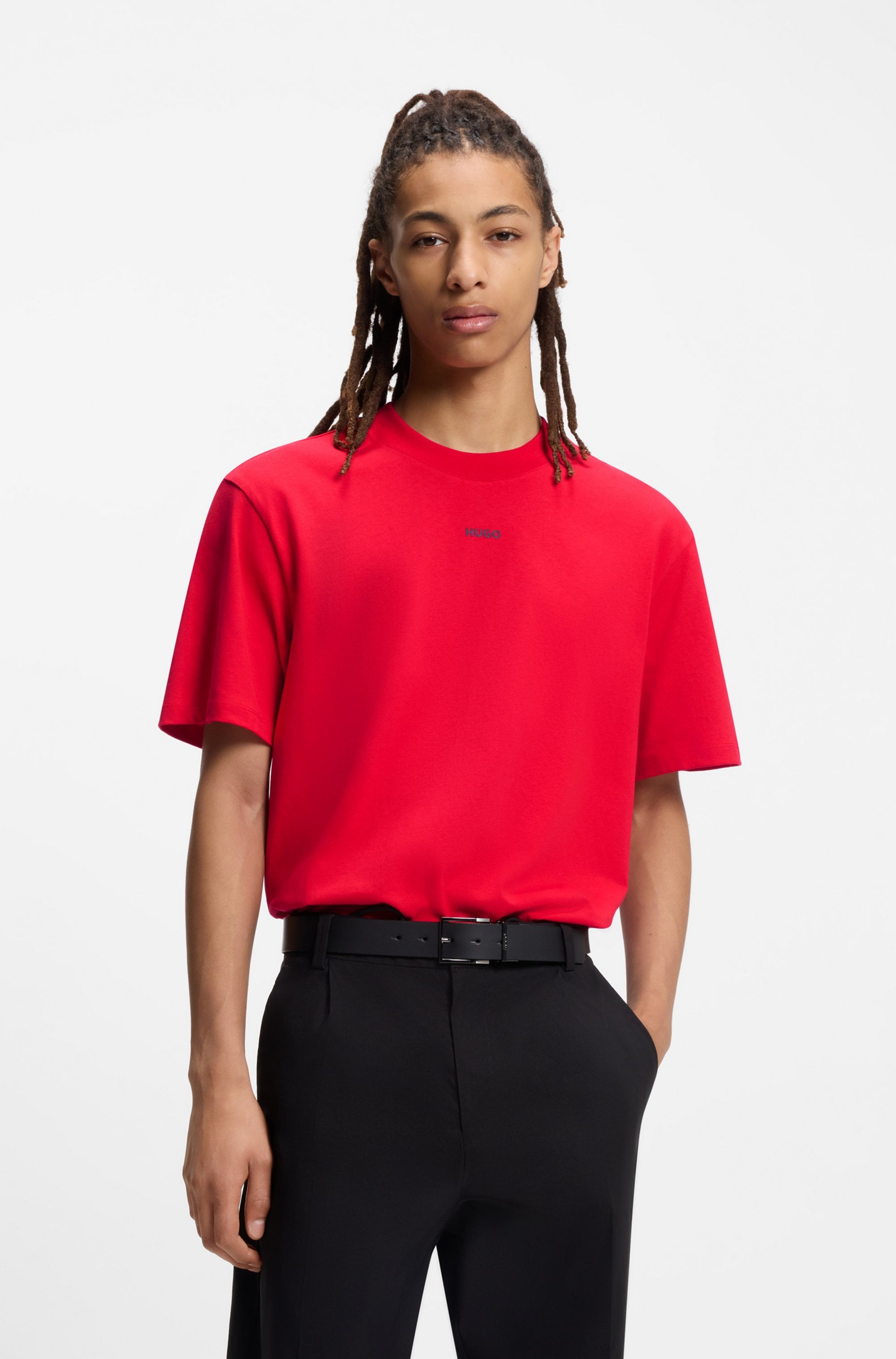 HUGO T-Shirt Rundhalsausschnitt, Relaxed Fit, Logo-Print günstig online kaufen