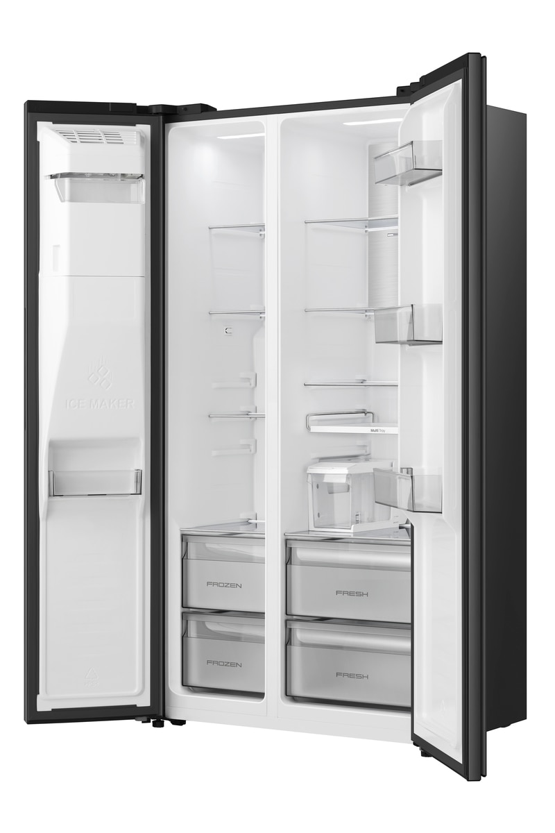 Hisense Side-by-Side »MS91528FC« 178,6 cm hoch 91,1 cm breit mit Wasser-/Eisspender, kein Festwasseranschluss dank Tank