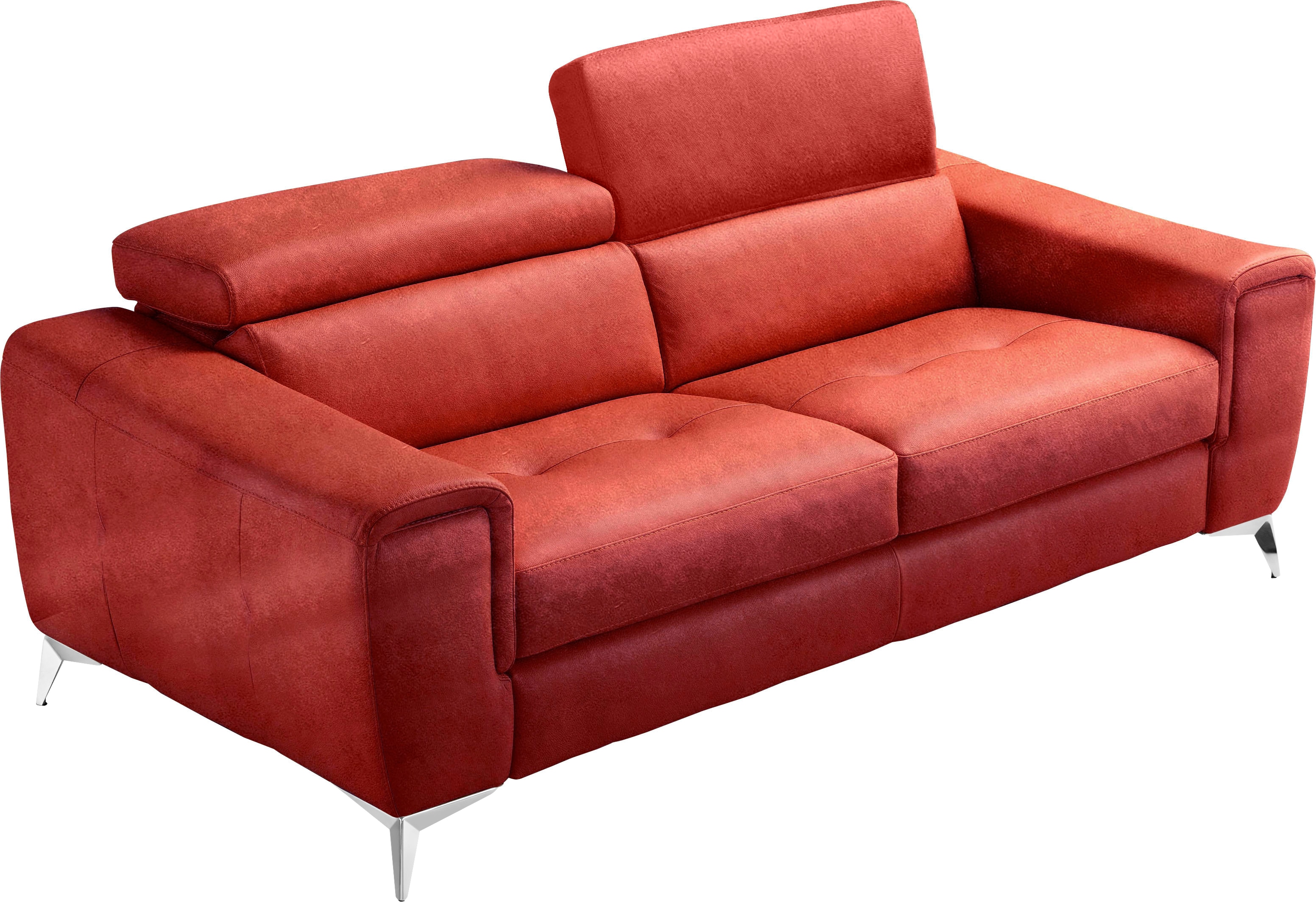 Egoitaliano Schlafsofa "Francine Designsofa, Loungesofa mit Dauerschlaffunktion, Breite 233 cm" mit Bettfunktion, Luxus-Microfaser Lederoptik, marsala, Fußfarbe chrom