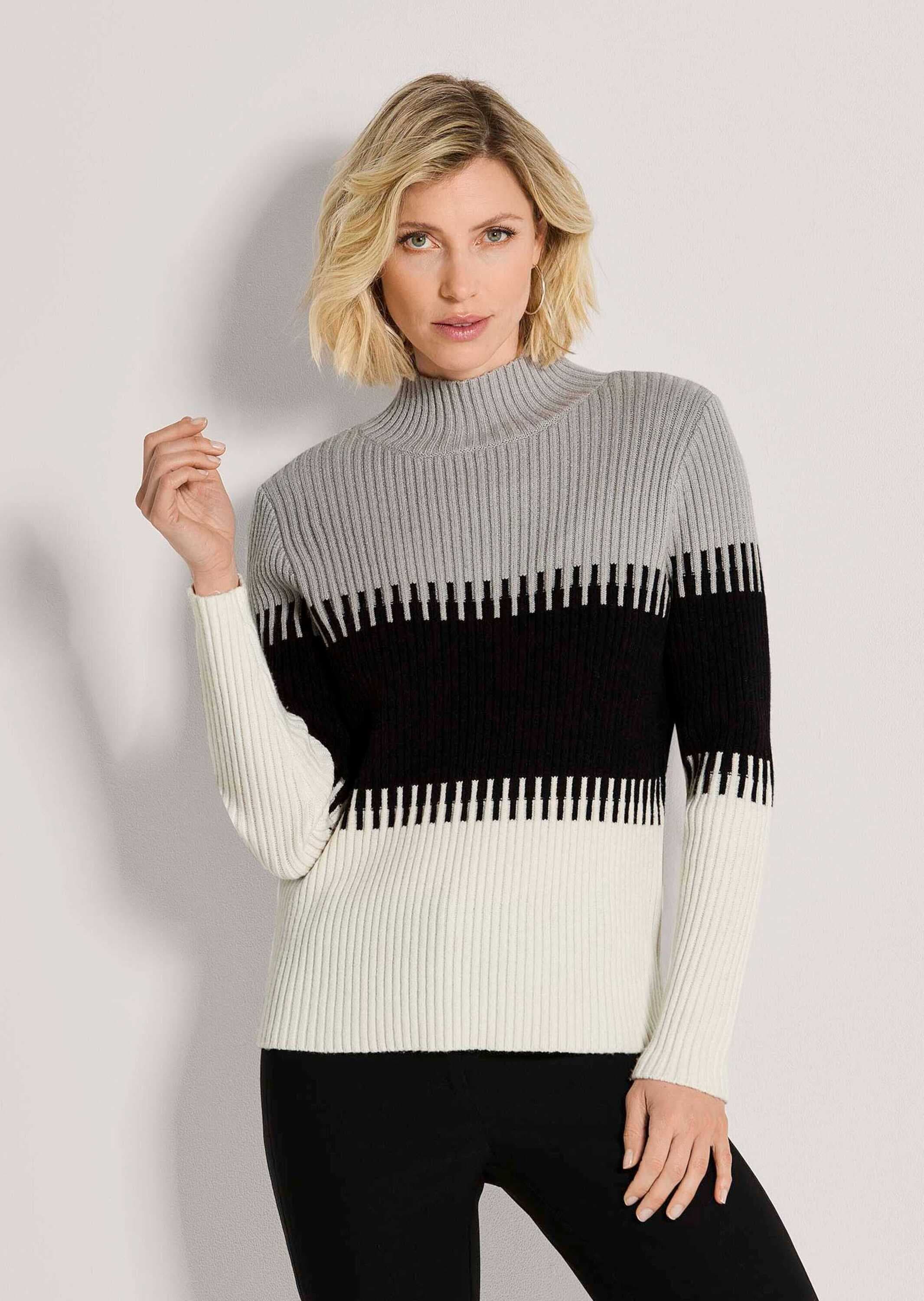 MADELEINE Longpullover »Pullover Rippstrick-Pullover mit Blockstreifen«