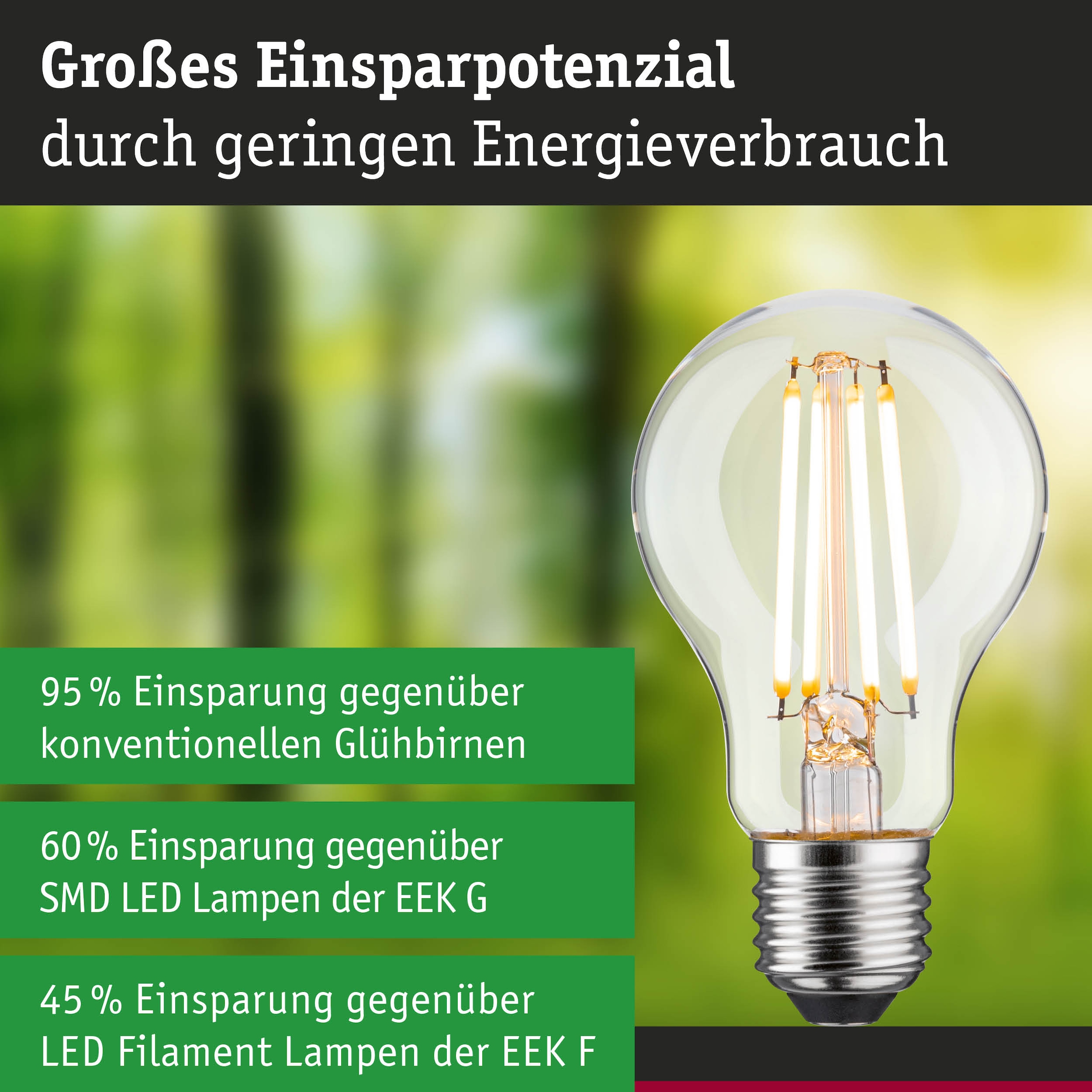 Paulmann LED-Leuchtmittel »Efficient-Line Filament 230V LEDBirne E27 1055lm 5,7W 3000K dimmb.Klar« E27 1 Stk. Warmweiß