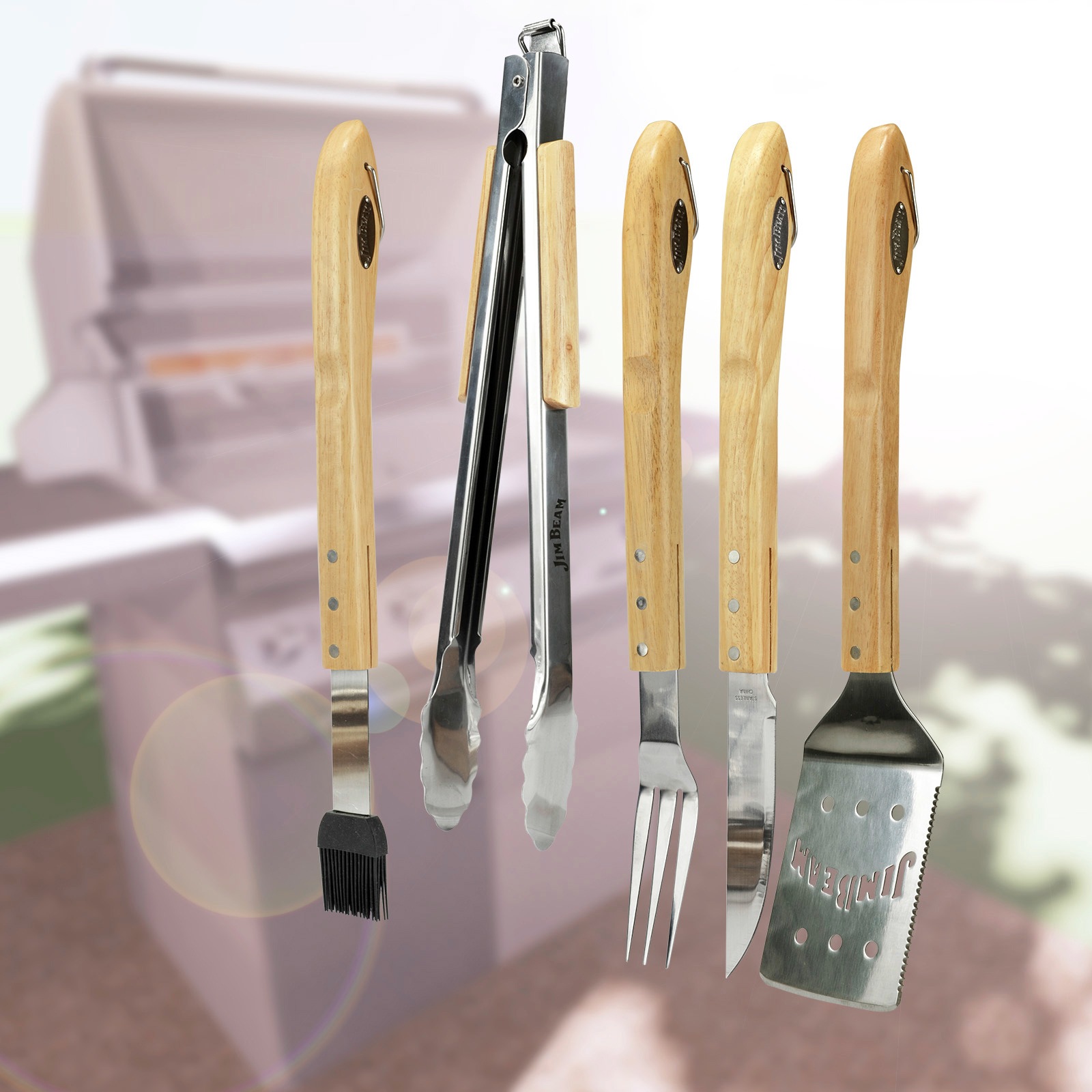 Jim Beam BBQ Grillbesteck-Set, (5 tlg.),...