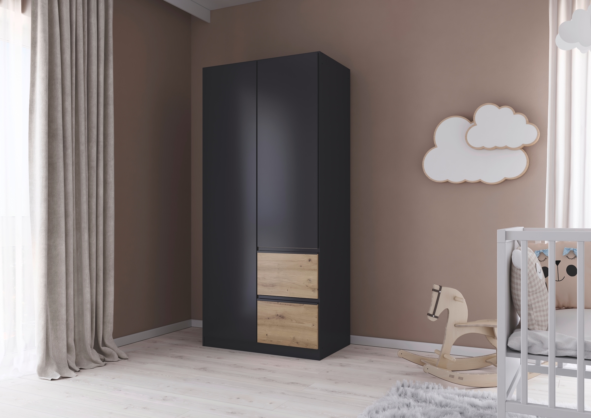 rauch Drehtürenschrank »Kleiderschrank Schrank Garderobe Wäscheschrank COSTA«, Breite 91 cm grifflose Front mit Push-to-Open Funktion MADE IN GERMANY