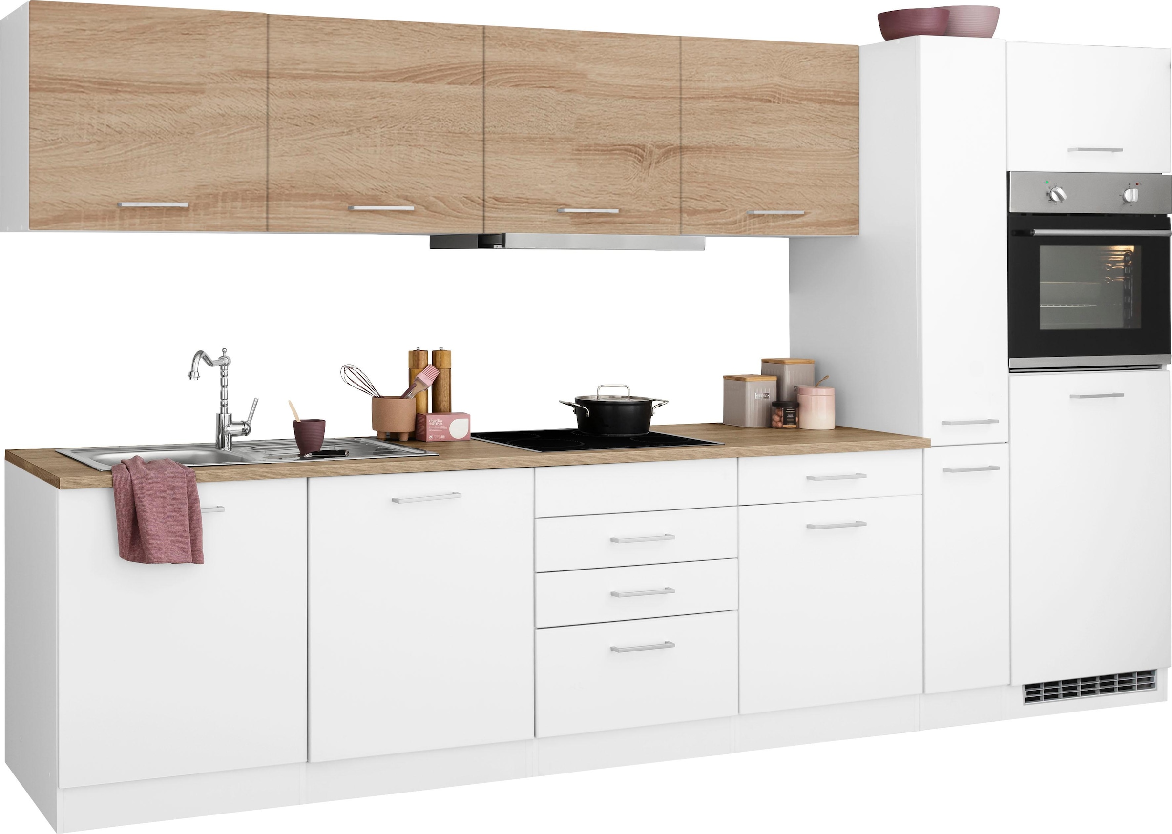 Küchenzeile »Visby«, mit E-Geräten, Breite 330 cm inkl. Kühlschrank