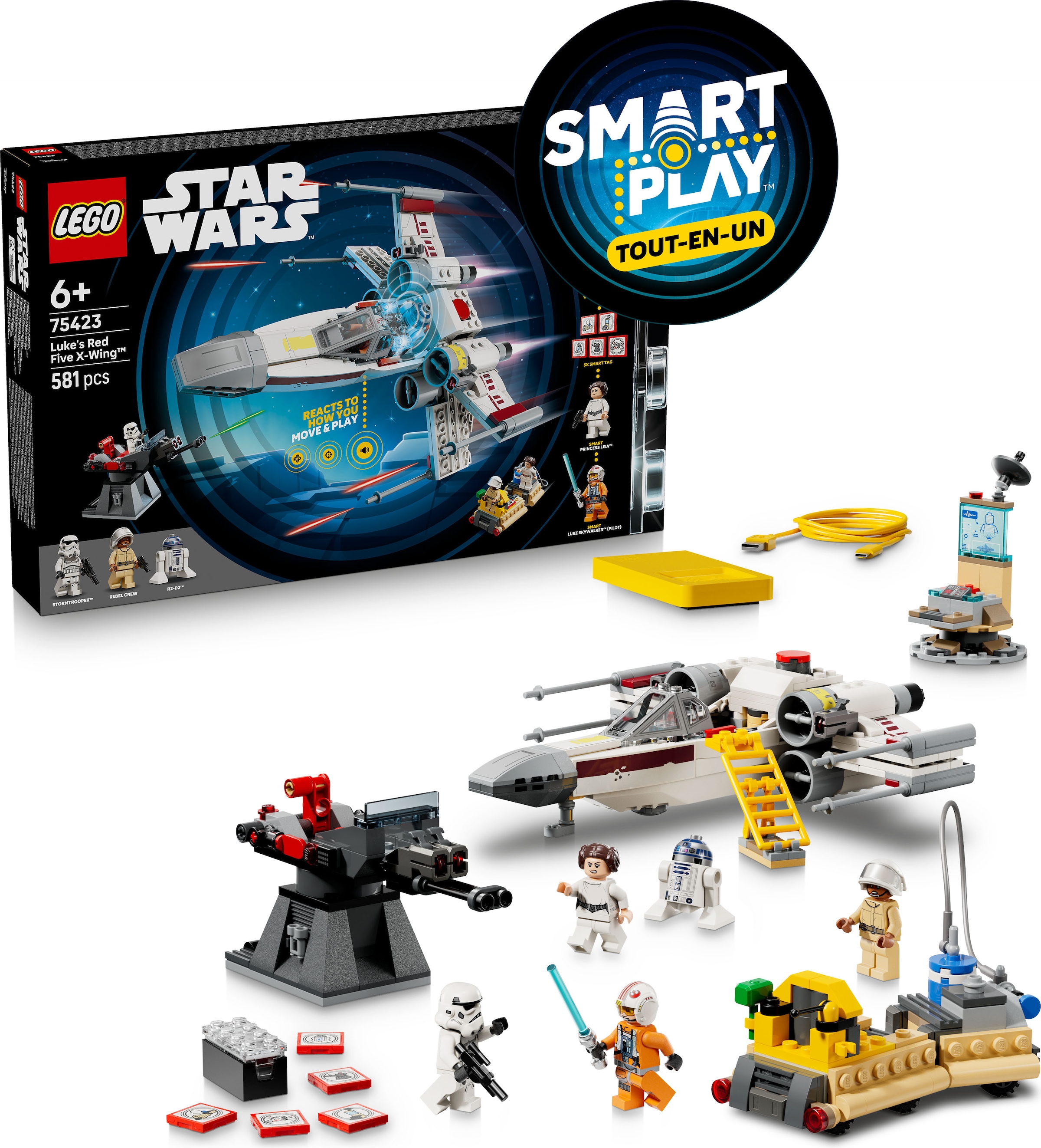 LEGO® Konstruktionsspielsteine »SMART Play: Lukes Rot Fünf X-Wing (75423), LEGO Star Wars™« inklusive SMART Brick; mit Licht- und Soundeffekten