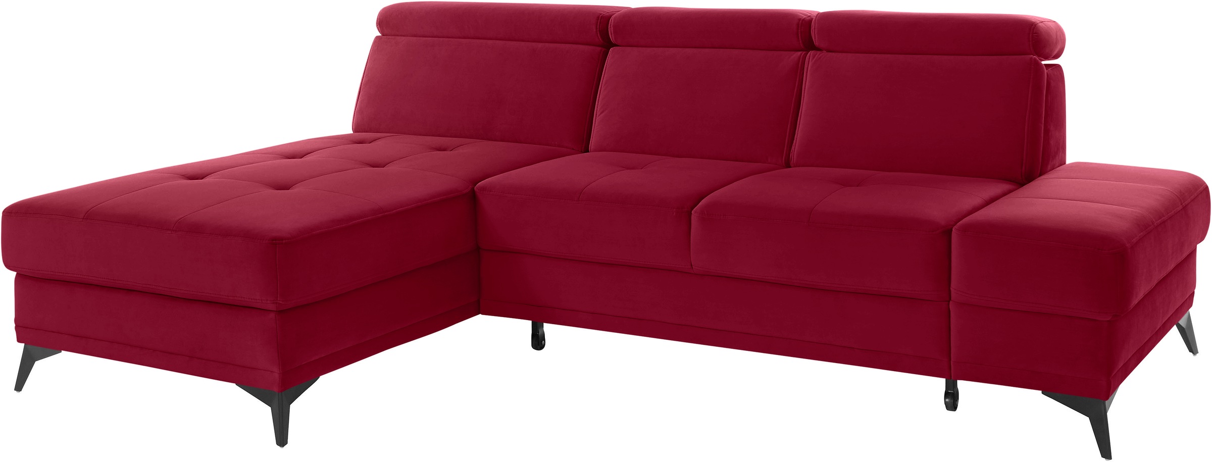Ecksofa HOME AFFAIRE "Cardiz L-Form", rot, B:246cm H:83cm T:173cm, Webstoff (100% Polyester);Luxus-Microfaser Paris (90% Polyester/10% Polyamid);Struktur fein (100% Polyester);Samtoptik (100% Polyester), Sofas, Ecksofa, inkl.Kopfteilverstellung und Federk 2