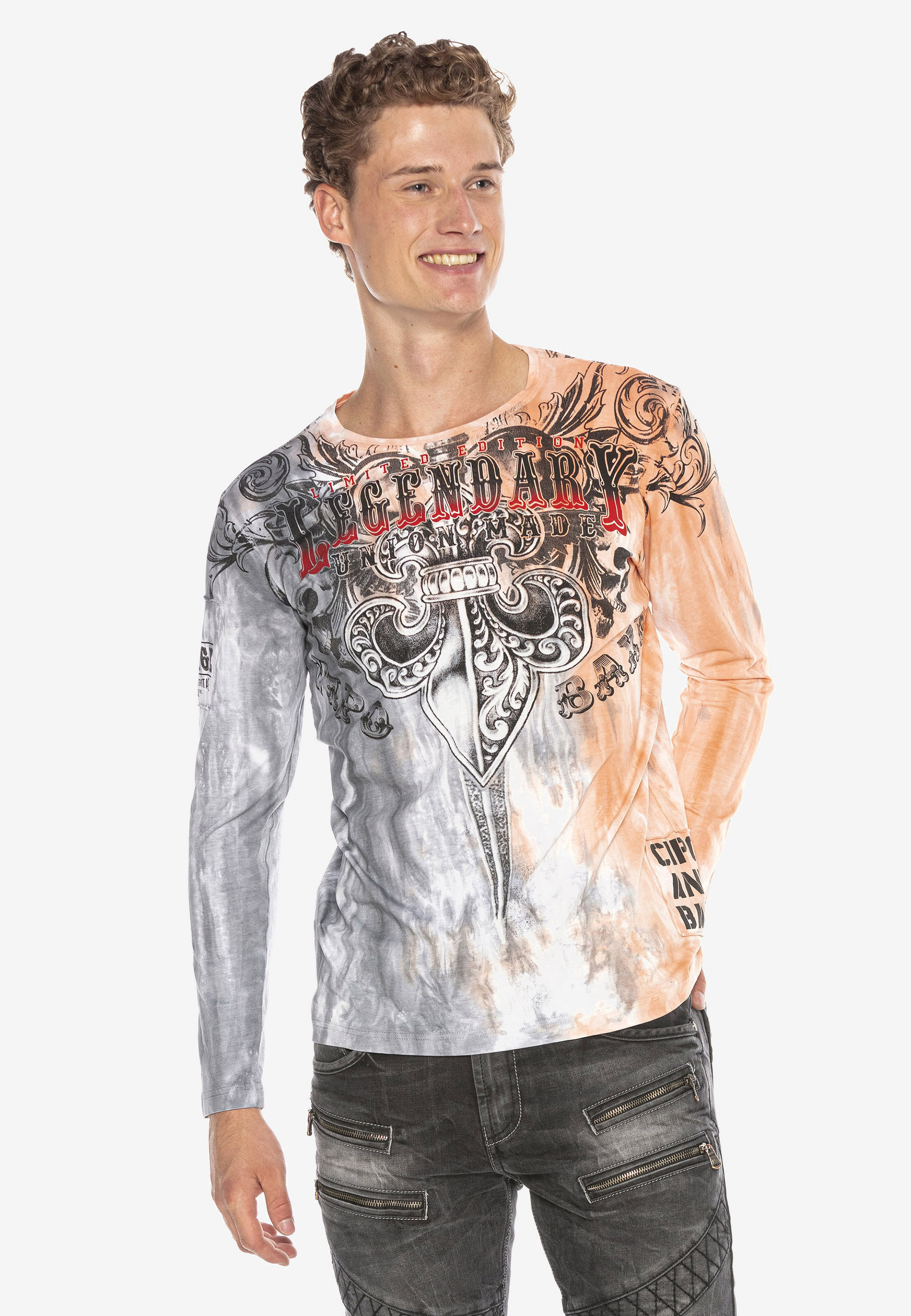 Cipo & Baxx Langarmshirt, mit extravagantem Print