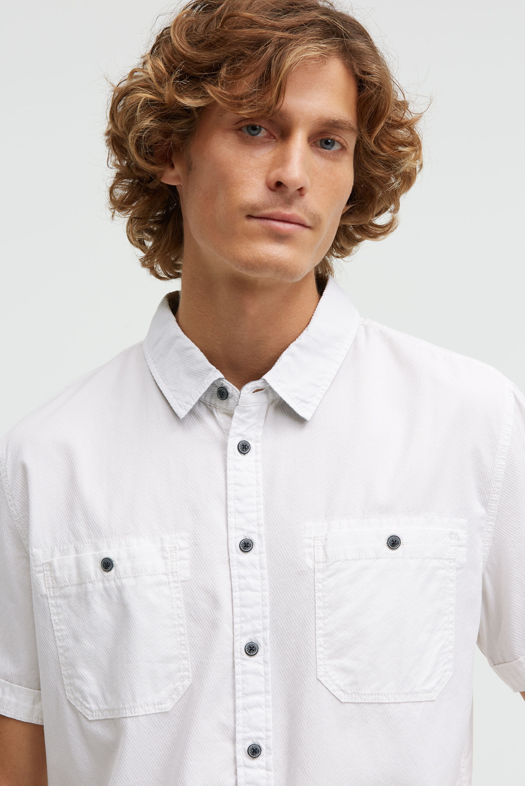 Kurzarmhemd CAMP DAVID, Herren, Gr. XL, Normalgrößen, weiß, Web, Material: 100% Baumwolle, Strukturmuster, regular fit normal, gerader Abschluss, Hemden, mit Brusttaschen 3