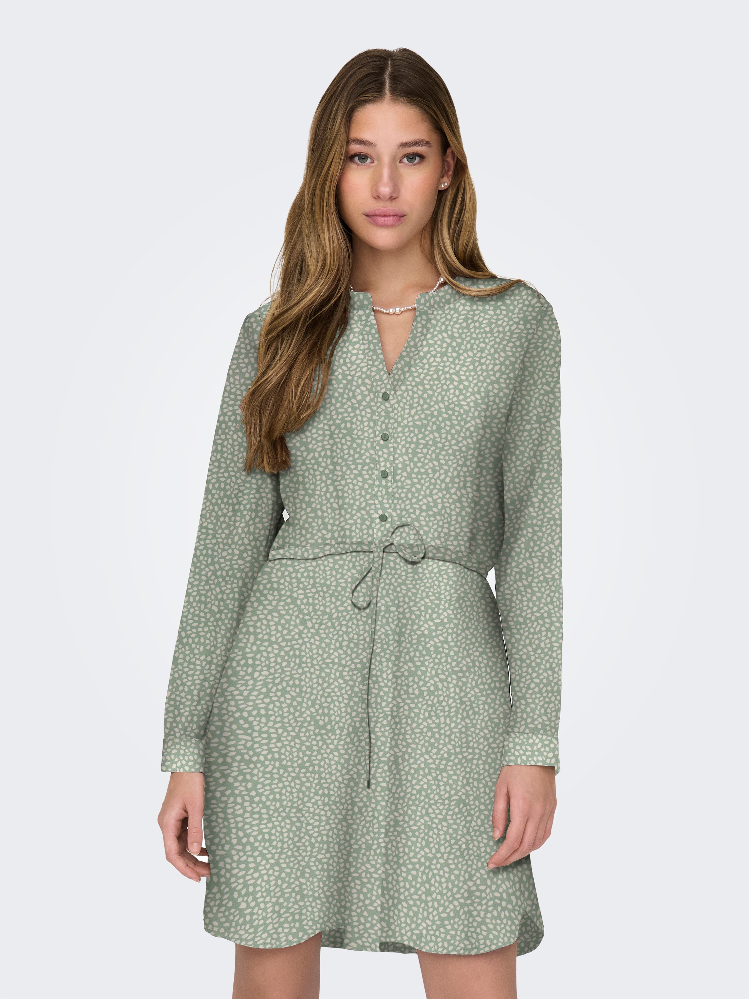 ONLY "ONLCORY LIFE L/S V-NECK TUNIC WVN NOOS" Sommerkleid mit Taillengürtel günstig online kaufen