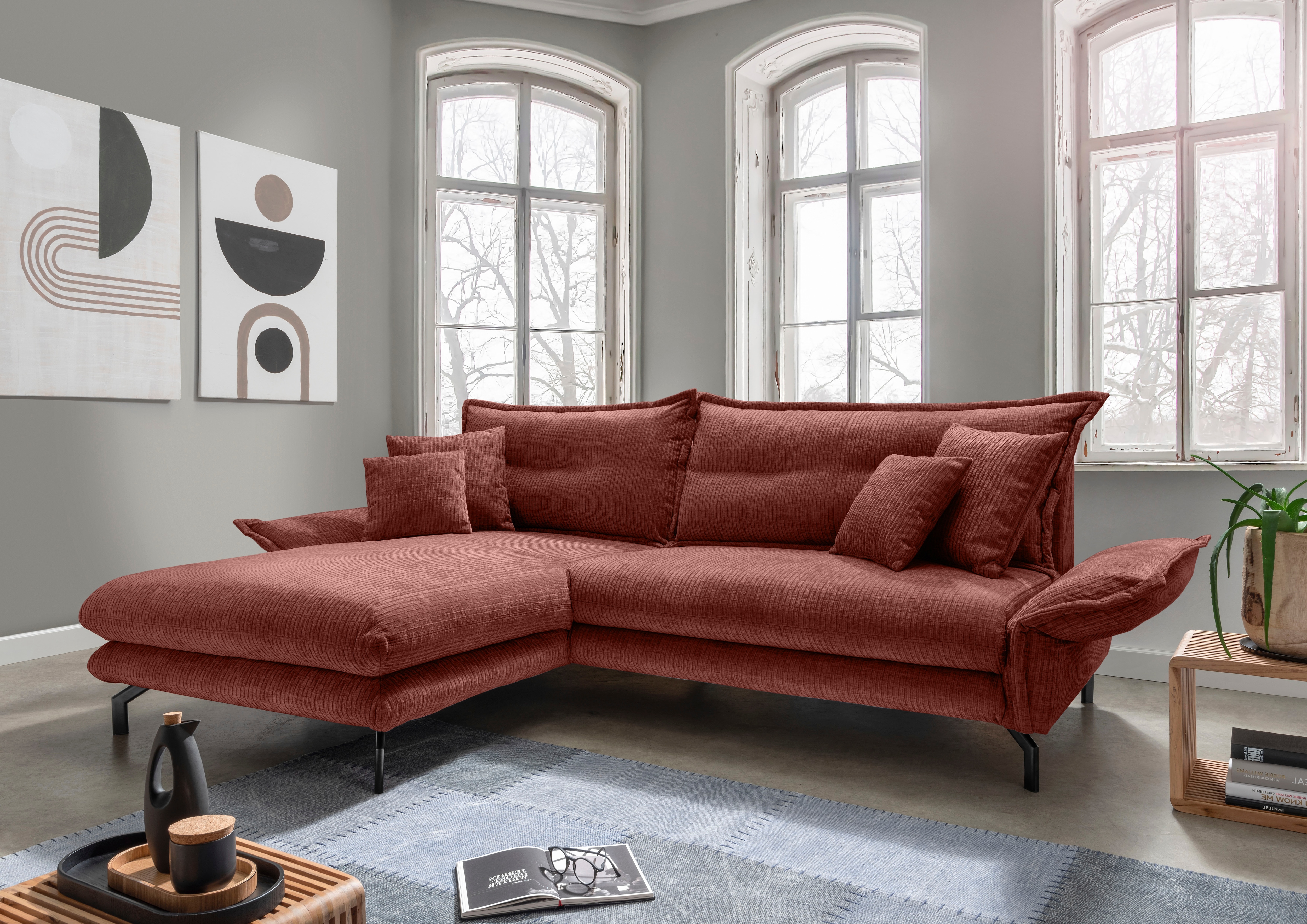 Home affaire Ecksofa "Lava modern & bequem, Breite 255cm, tolle Detailverarbeitung" Armlehnen verstellbar
