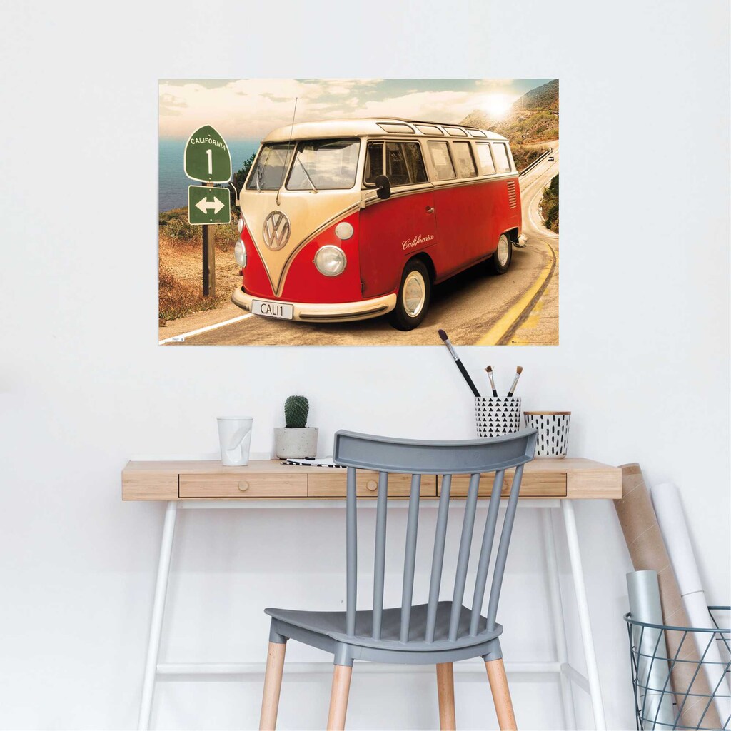Wohnen Wohnaccessoires Reinders  Poster »VW Camper California Route one«, (1 St.) 