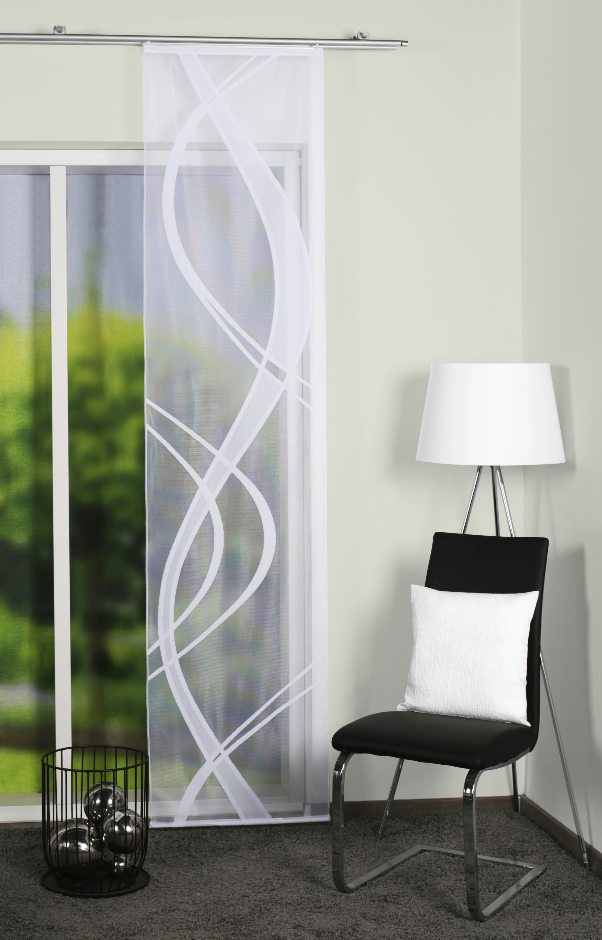Schiebegardine HOME WOHNIDEEN, B:57cm H:145cm, weiß, Wirkware, Obermaterial: 100% Polyester, Gardinen, "TIBASO", transparent