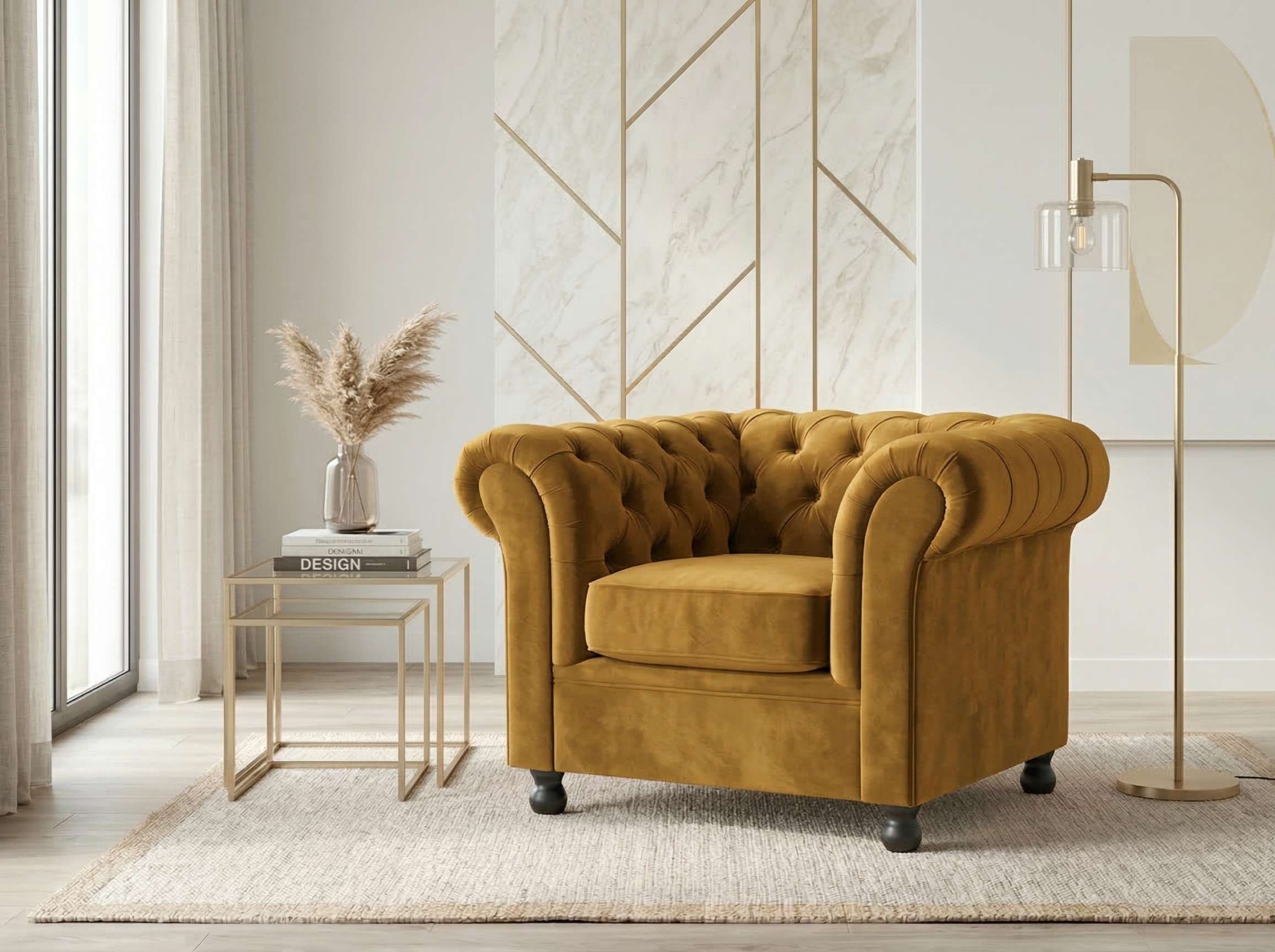 Home affaire Sessel "BRONNOY Chesterfield Sessel mit aufwendiger Knopfheftung, Breite 108cm" Polstersessel mit geschwungenen Armlehnen, Chesterfield-Optik