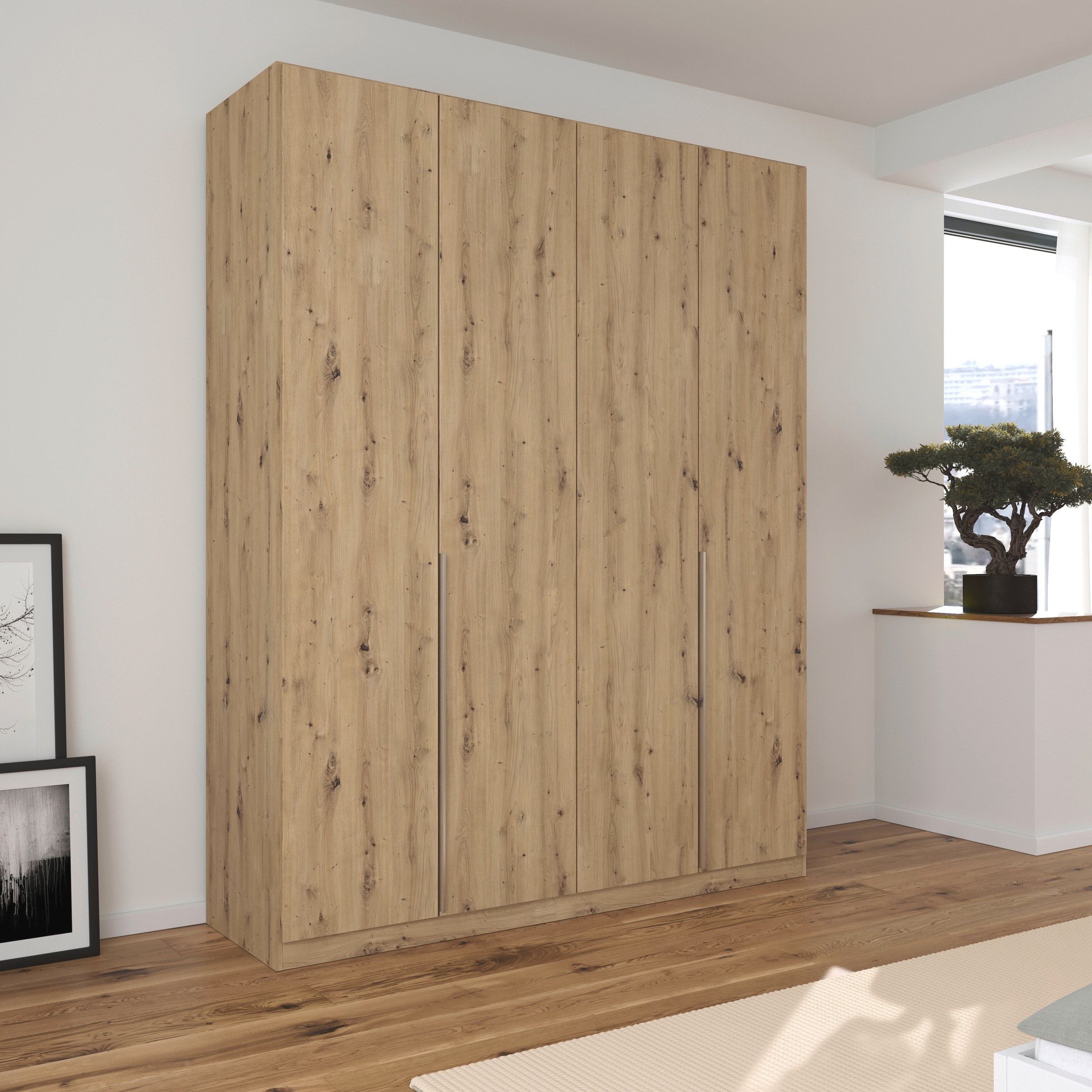 rauch Drehtürenschrank »Kleiderschrank Schrank Garderobe AGORDO TOPSELLER Schlafzimmer«, (in zwei Griff-Farben mit Dekor- oder Hochglanzfront), durchdachte Innenausstattung, in 6 Breiten und 2 Höhen MADE IN GERMANY