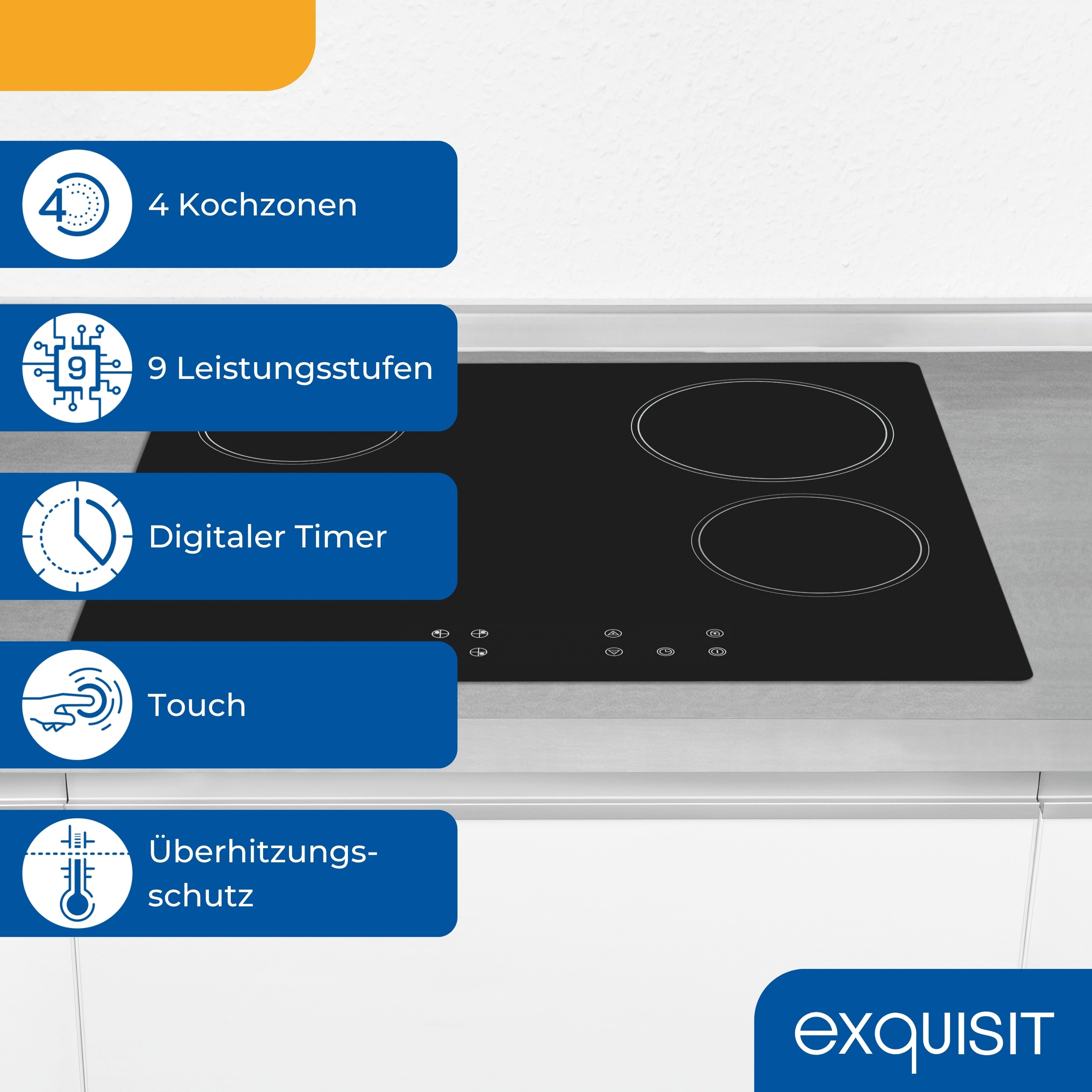 exquisit Elektro-Kochfeld »EKC601-Rsw-020« NEU: mit trendigem schwarzen Rahmen und stoßfest für mehr Sicherheit