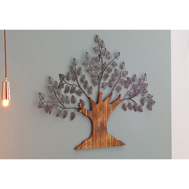 HOFMANN LIVING AND MORE Wanddekoobjekt »Baum«, Materialmix aus Metall und  Holz kaufen | BAUR