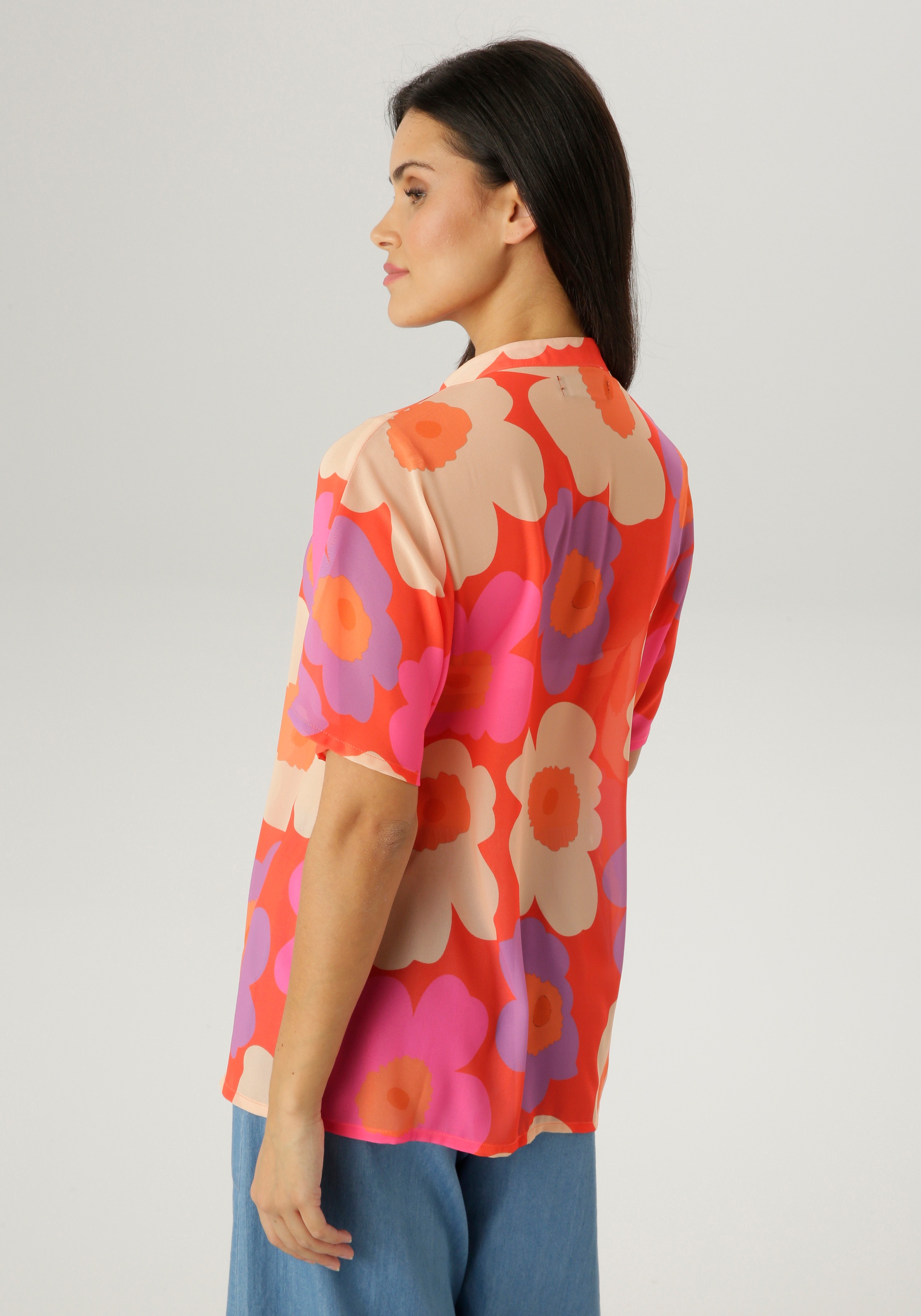 Aniston SELECTED Chiffonbluse kleiner Stehkragen und längs verlaufende Vola günstig online kaufen