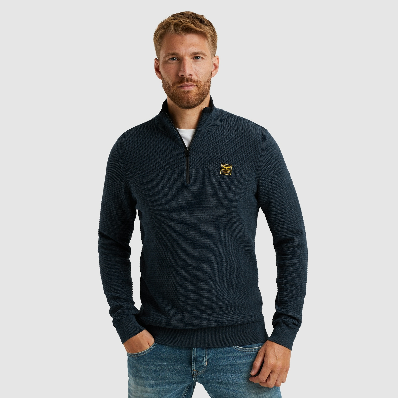 PME LEGEND Troyer »Half zip collar cotton mouline«, mit Logostickerei