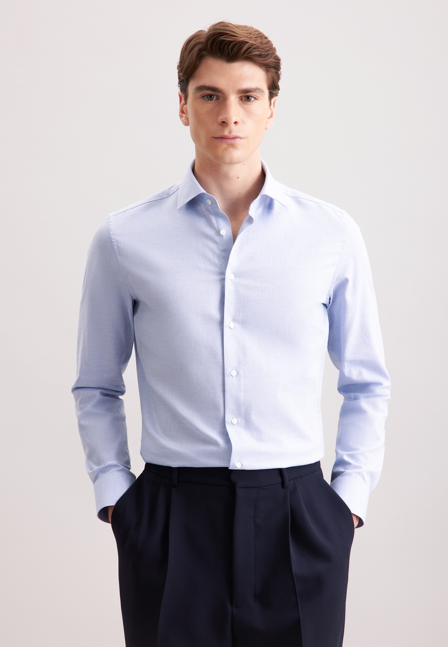 SEIDENSTICKER Herren Flanellhemd "Schwarze Rose"hellblau, Gr. 37, unifarben, 100% Baumwolle, Hemden, Slim 1/1 Kentkragen Uni