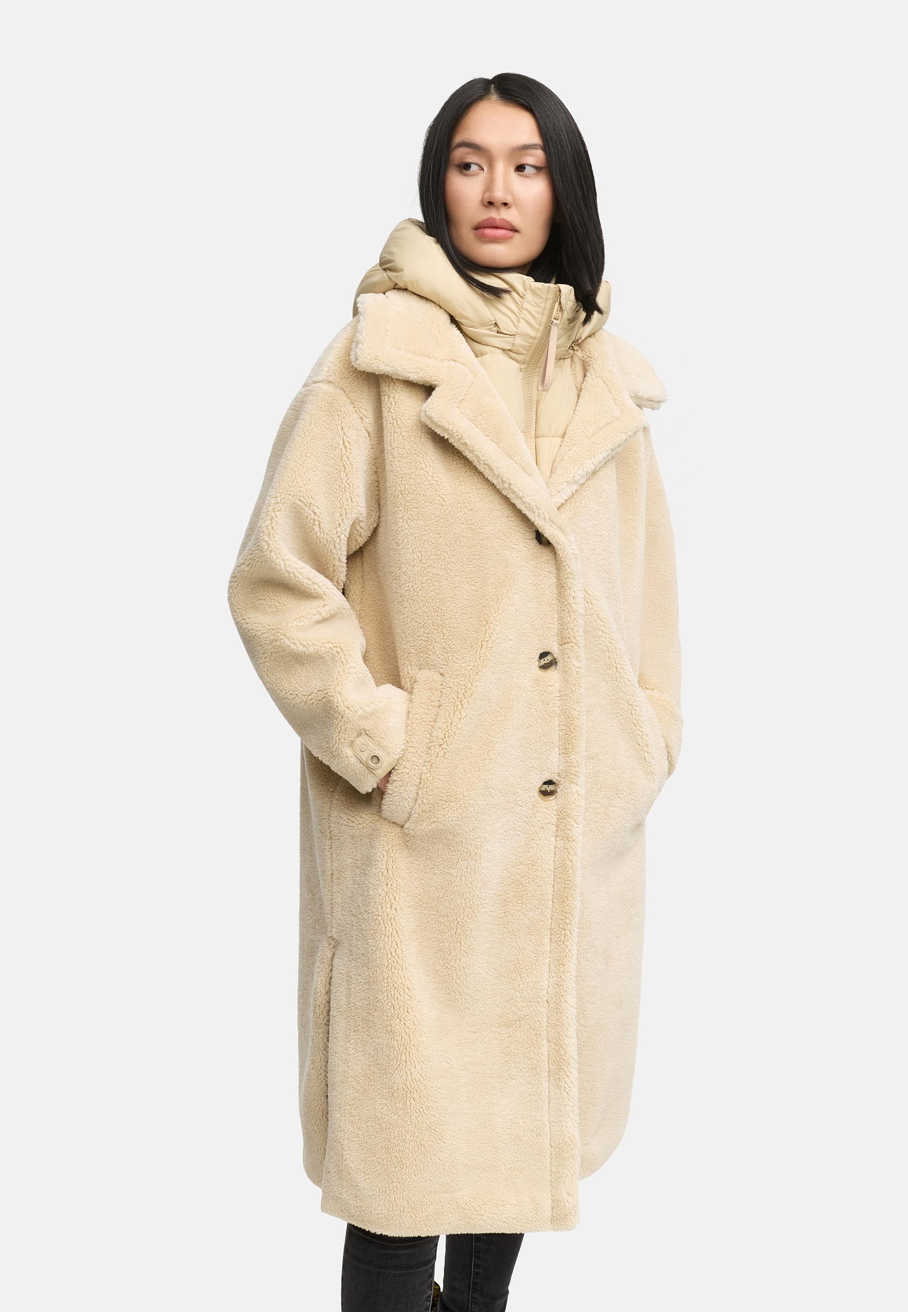 Navahoo Wintermantel »Teddyzauber 14«, Plüschmantel aus Teddyfleece mit abnehbmarem Krageneinsatz