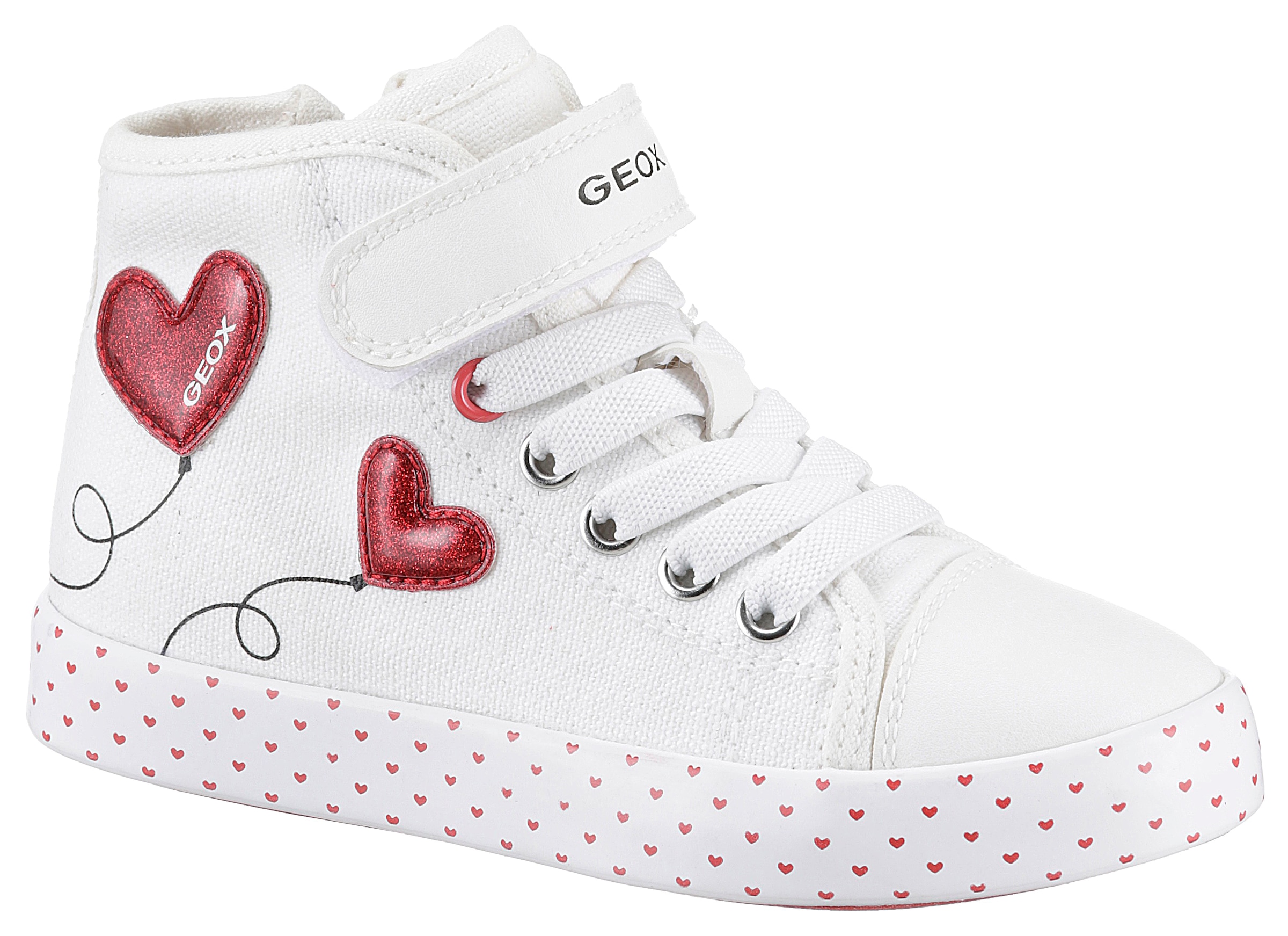 Geox Sneaker »JR CIAK GIRL«, mit süßen Herzchenmotiv, Freizeitschuh, Halbschuh, Schnürschuh