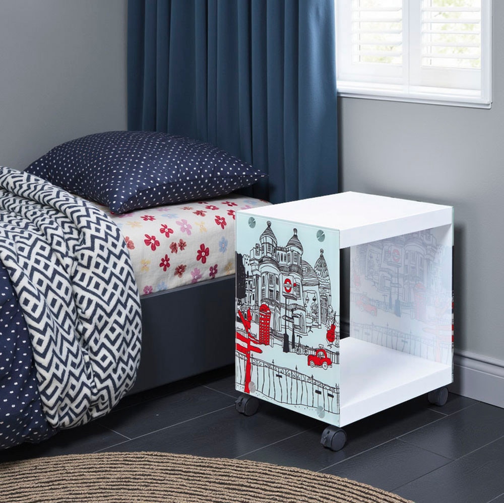 Inter Link Beistelltisch "Cube, modernes Design, Ablagetisch, Kleintisch für Wohn-Schlafzimmer" Beistellmöbel auf Rollen, mobil & praktisch, BxTxH: 38 x 33,5 x 46 cm