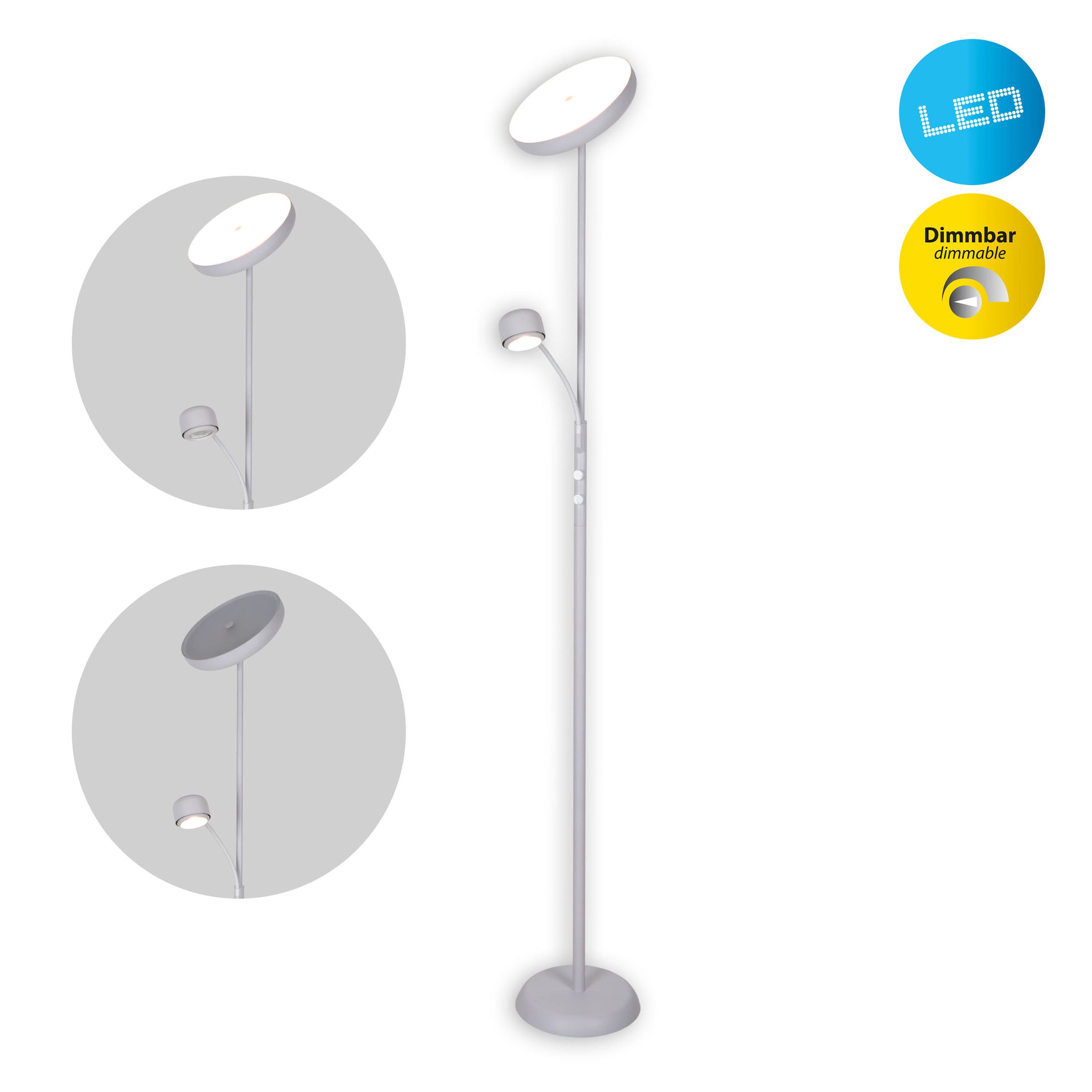 näve LED Stehlampe »Romis« LED-Modul 1 Stk. Warmweiß mit Lesearm, dimmbar per Drehschalter, LED warmweiß, H: 180cm