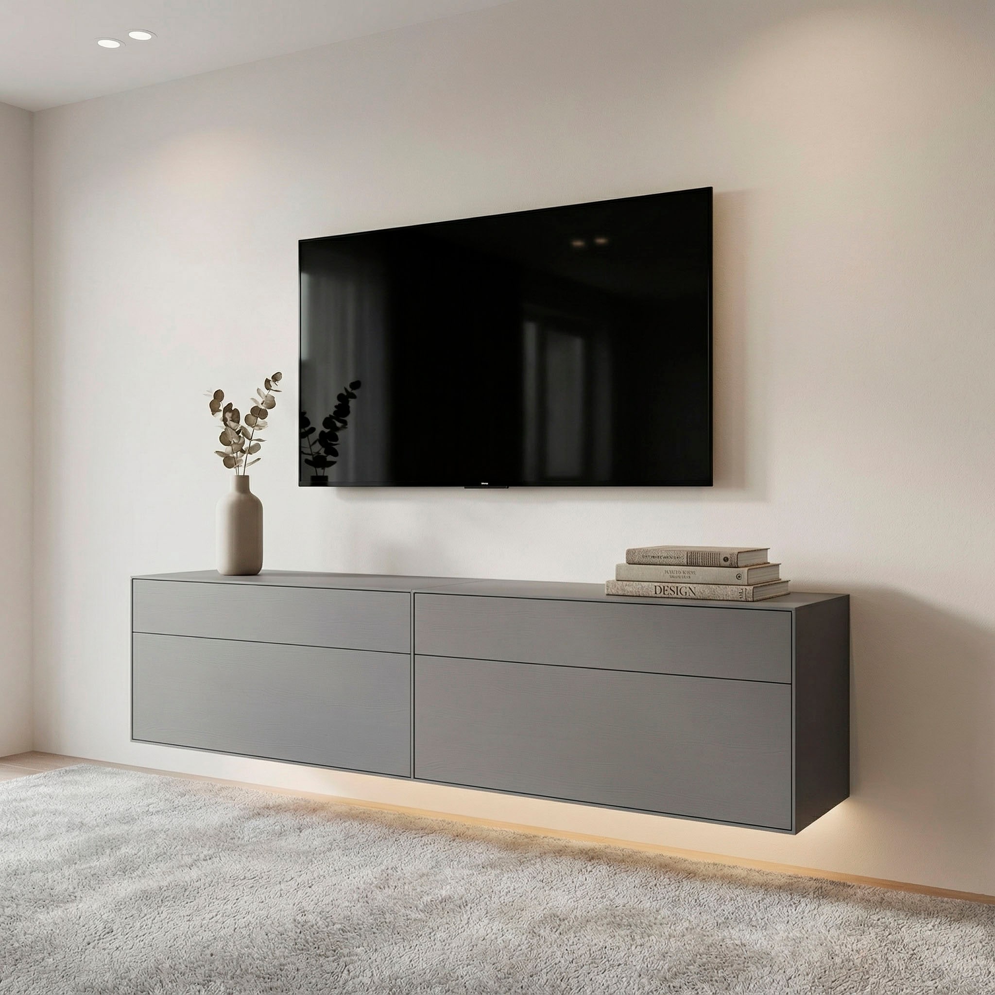 LeGer Home by Lena Gercke Lowboard "Essentials, TV-Board, TV-Kommode, TV-Schrank, TV-Möbel" 2 Stk. tlg. Breite: 222 cm, UV lackiert, Push-to-open-Funktion