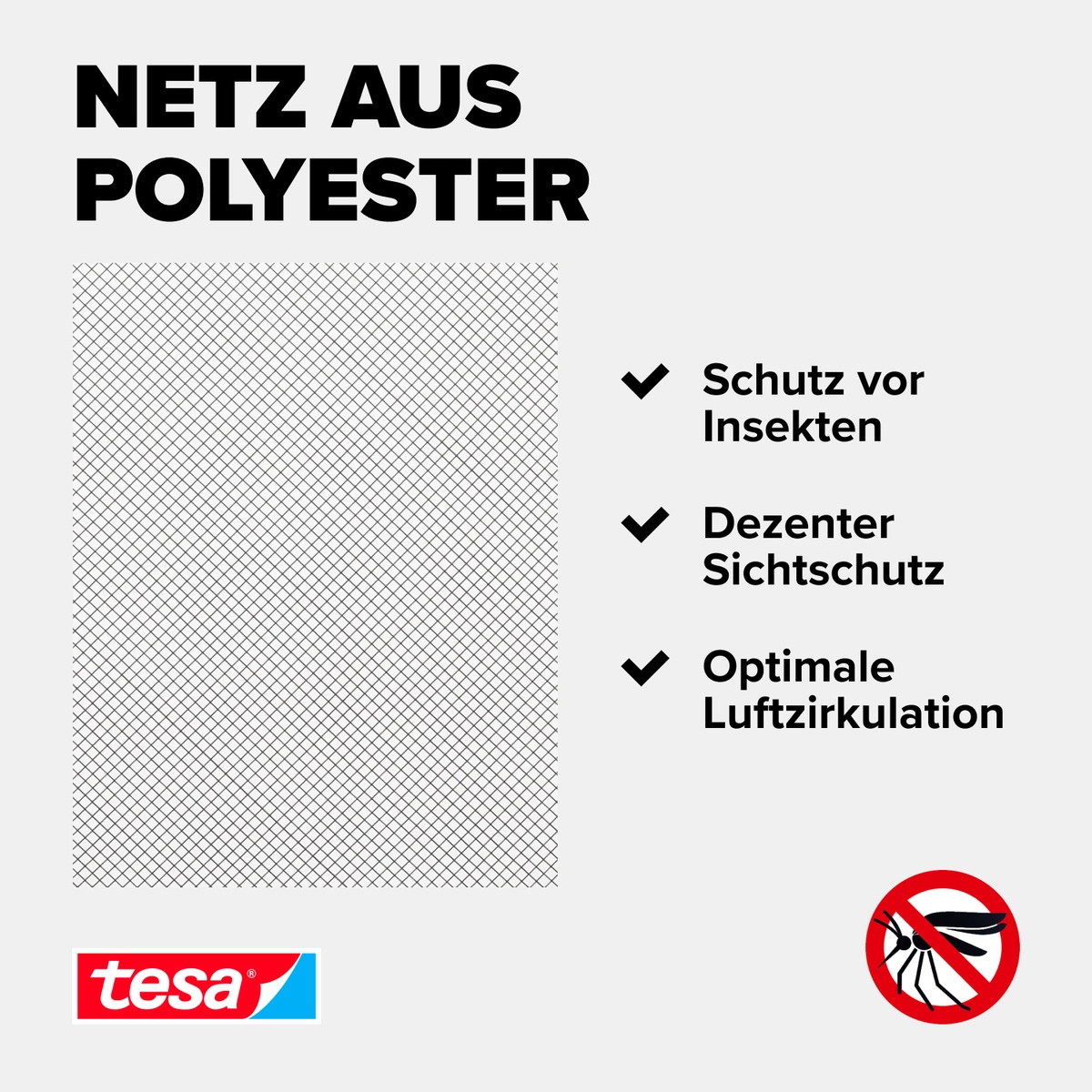 tesa Insektenschutz-Fensterrahmen »Insect Stop Comfort Fliegengitter für Fenster - 1.2 m : 1.4 m«, Insektenschutzgitter für Dachfenster - individuell zuschneidbar -weiß