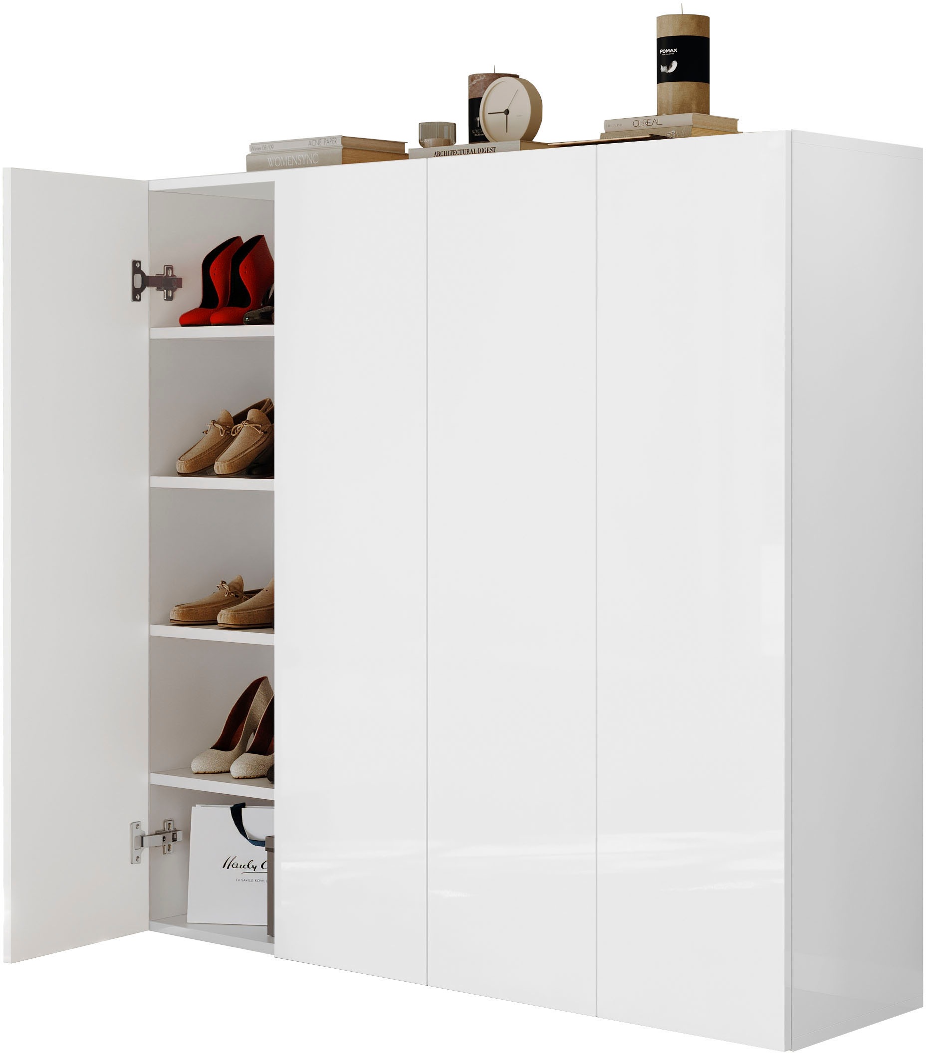 Thumbnail - INOSIGN Schuhschrank "SMILE Breite 124 cm, Höhe 114 cm, Schuhregal mit 5 Ebenen, 10 Fächer," Schuhkommode in Weiss Hochg...