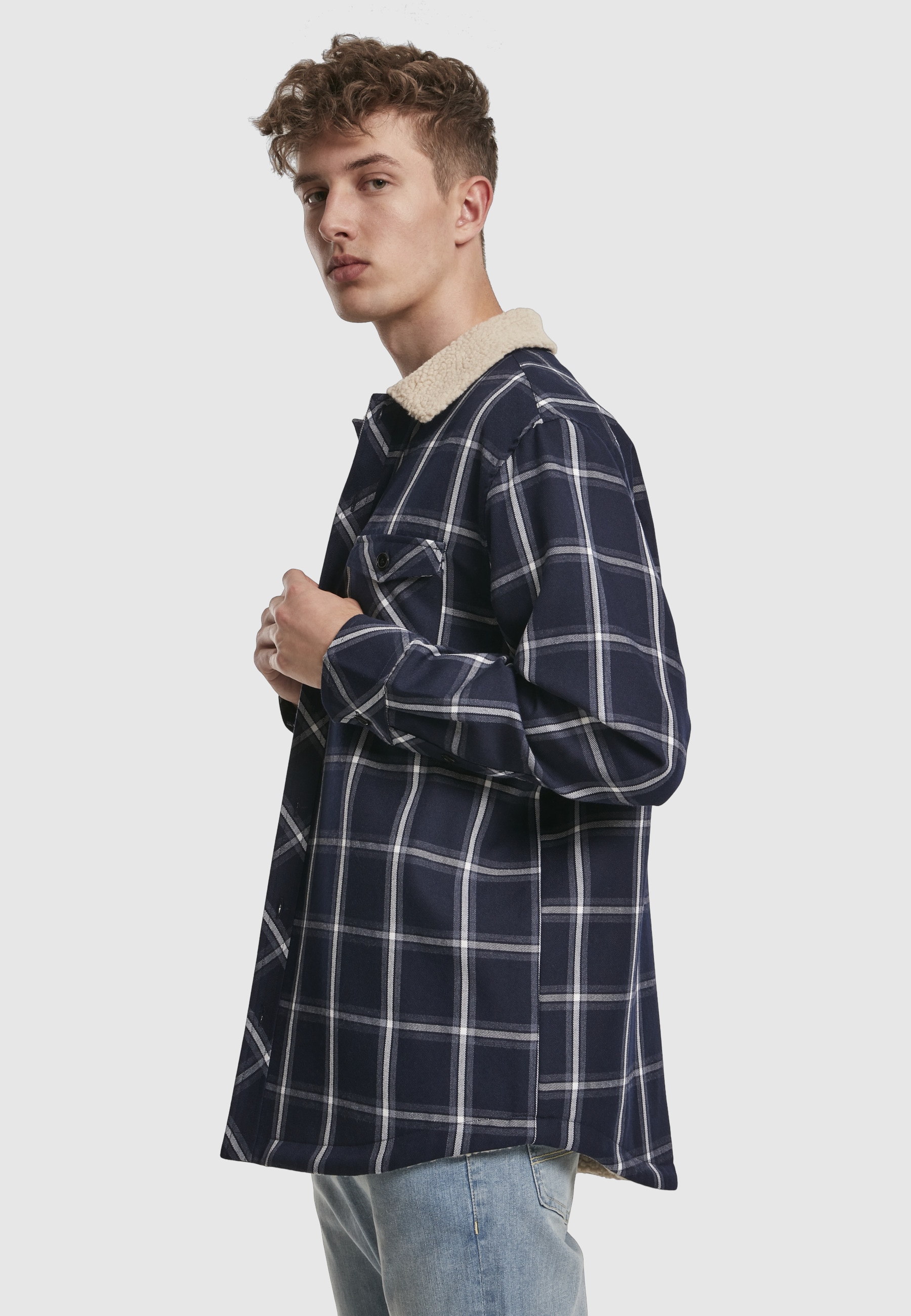 URBAN CLASSICS Kurzmantel »Urban Classics Herren Sherpa Lined Shirt Jacket«