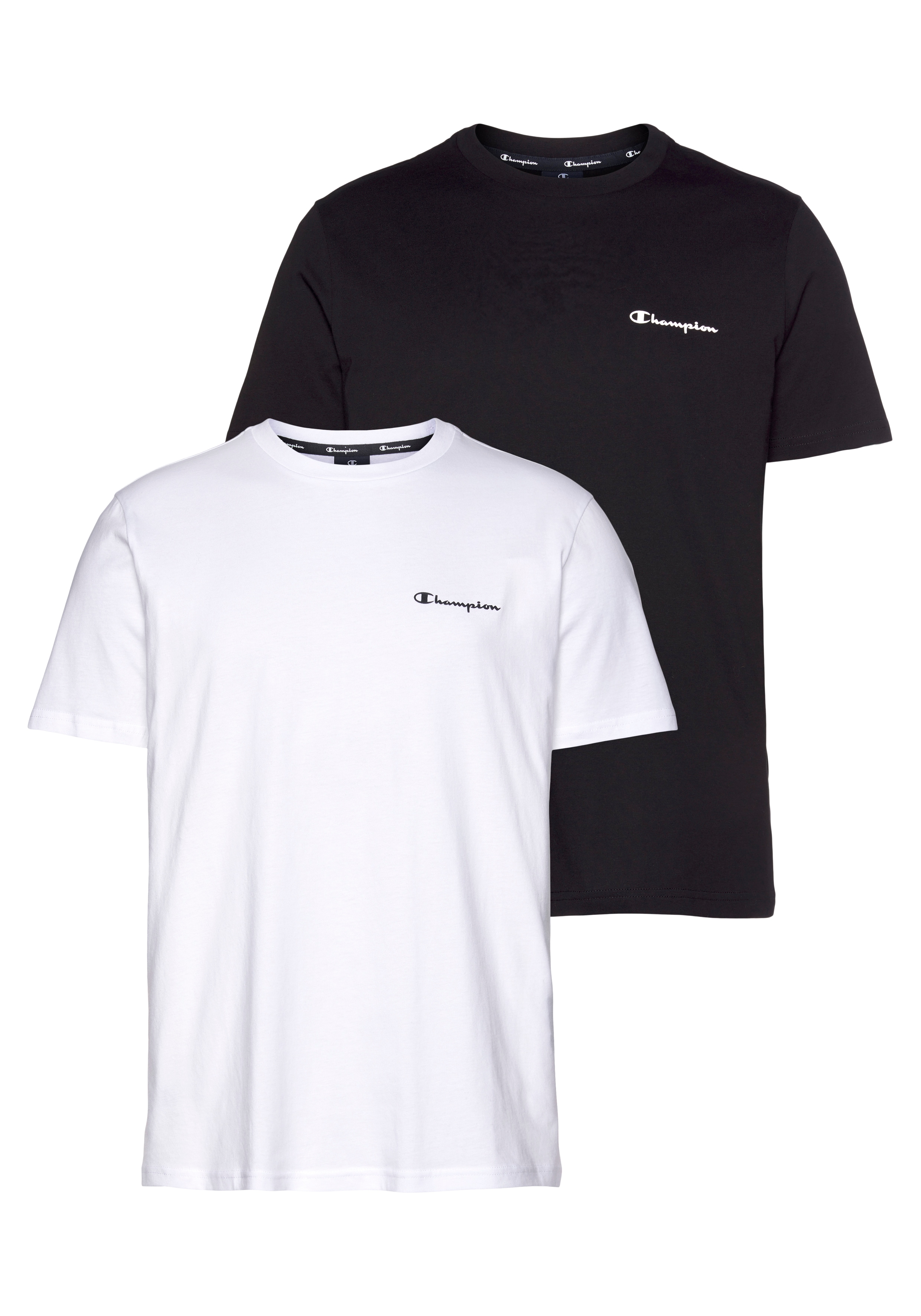 Champion T-Shirt Packung, 2er-Pack, 2er-Pack, mit Rundhalsausschnitt, Kurzarm-Design, aus Baumwolle