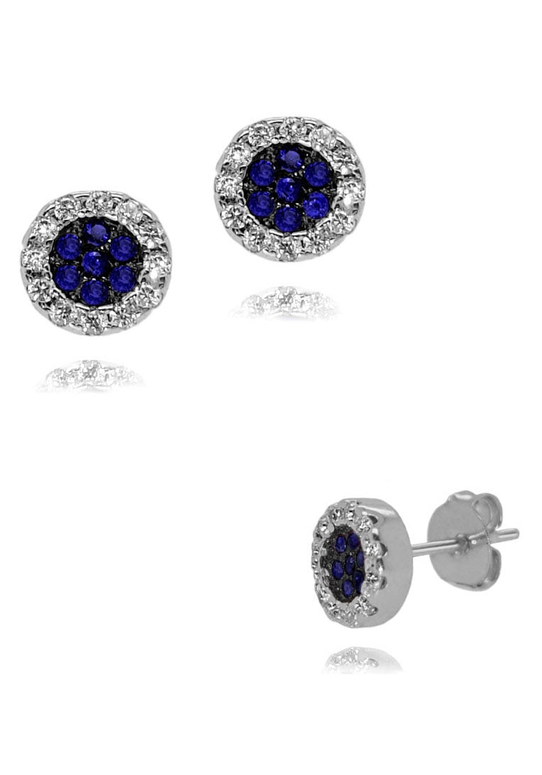 Paar Ohrstecker FIRETTI "Schmuck Geschenk Silber 925 Ohrschmuck Glitzer", bunt (silberfarben, weiß, blau, weiß, blau), Ohrringe, Damen, 6,5mm, Silber 925 (Sterlingsilber), Made in Germany - mit Zirkonia (synth.)