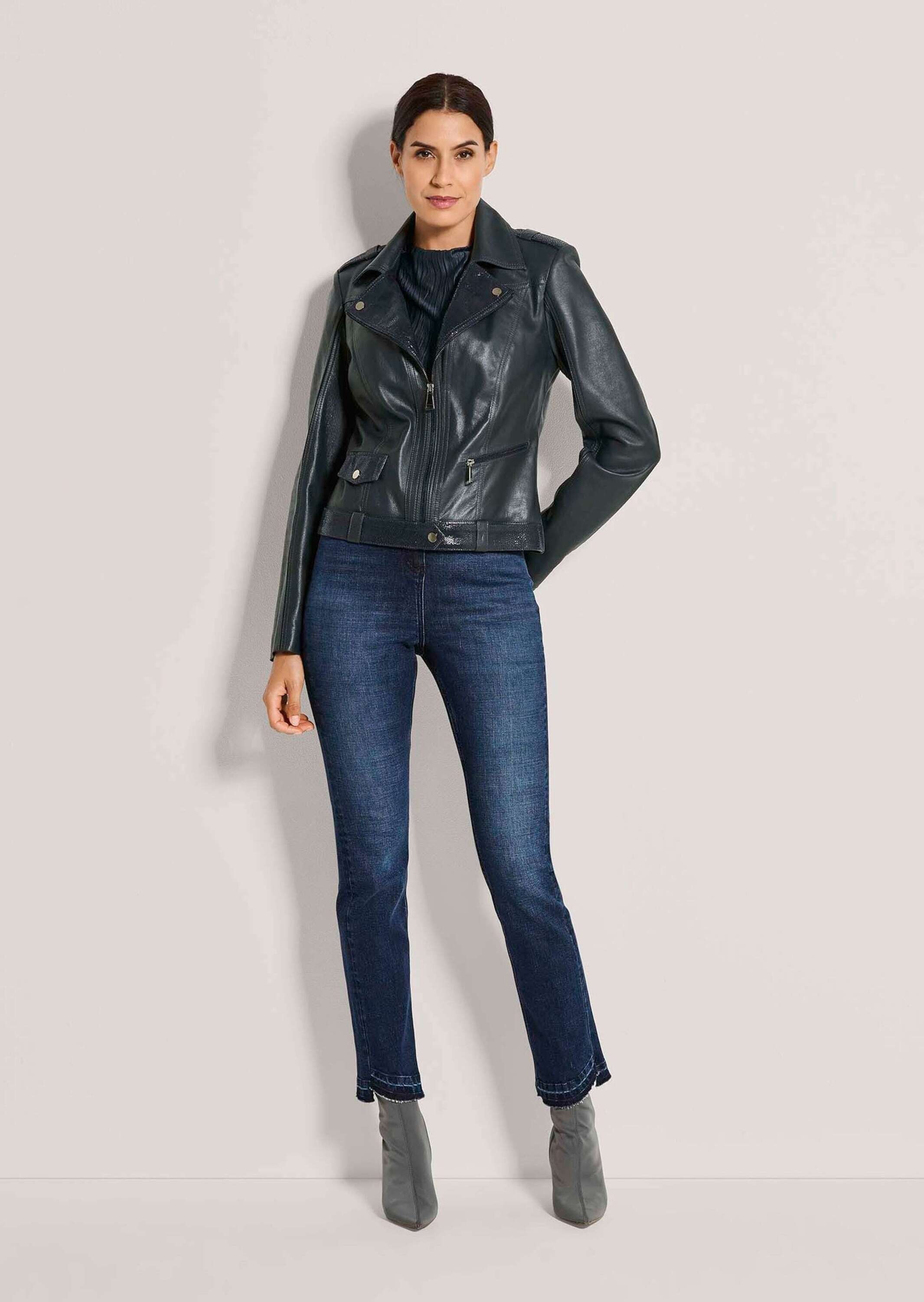 MADELEINE Lederjacke »Lederjacke Kurzjacke mit glänzender Oberfläche« Verkürzte Form