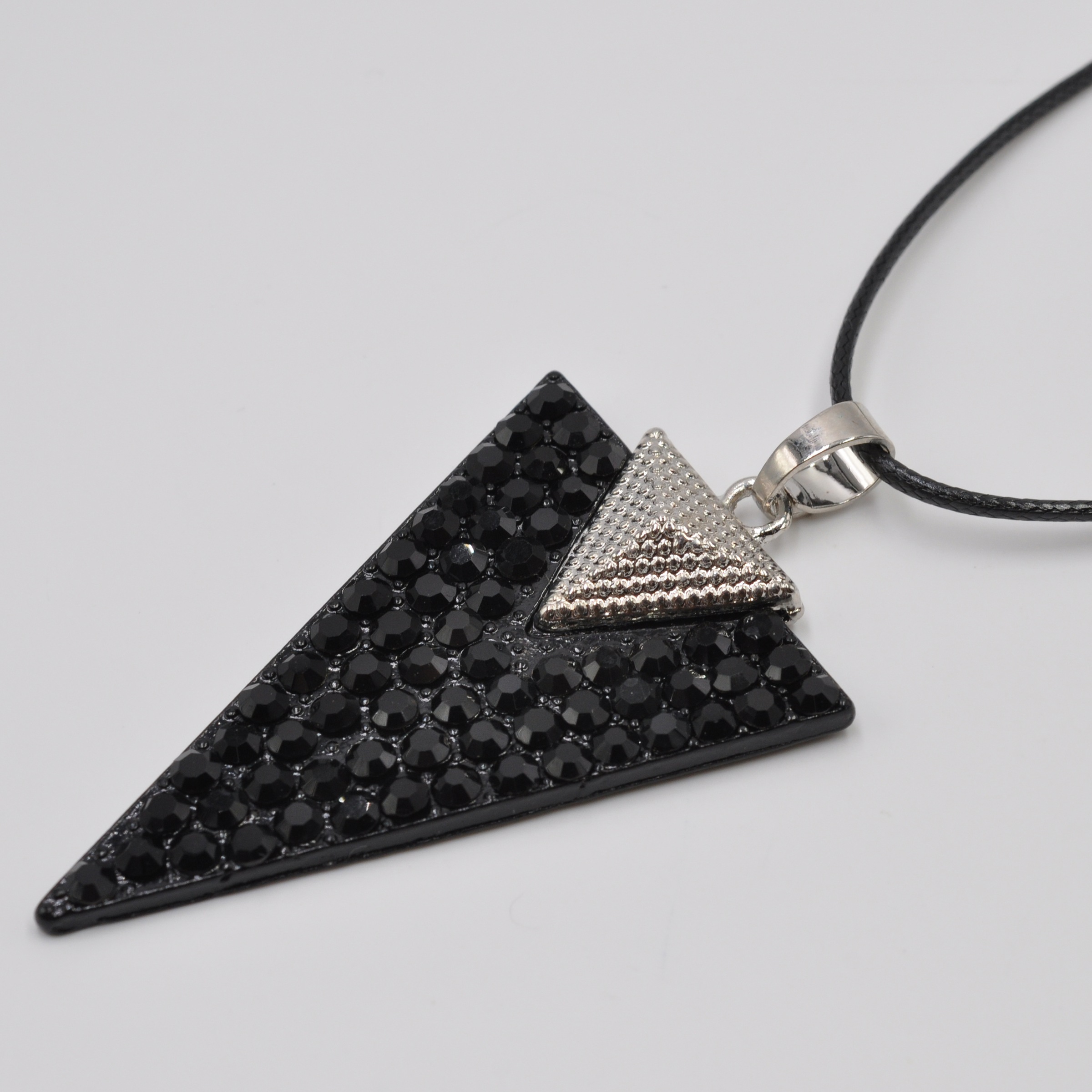 Lange Kette FIRETTI "Schmuck Geschenk Sparkling Triangle", metallfarben, schwarz, Halsketten, Damen, Kunststoff Metall Textil, L: 78, Kunststoff, Metall, Textil 2