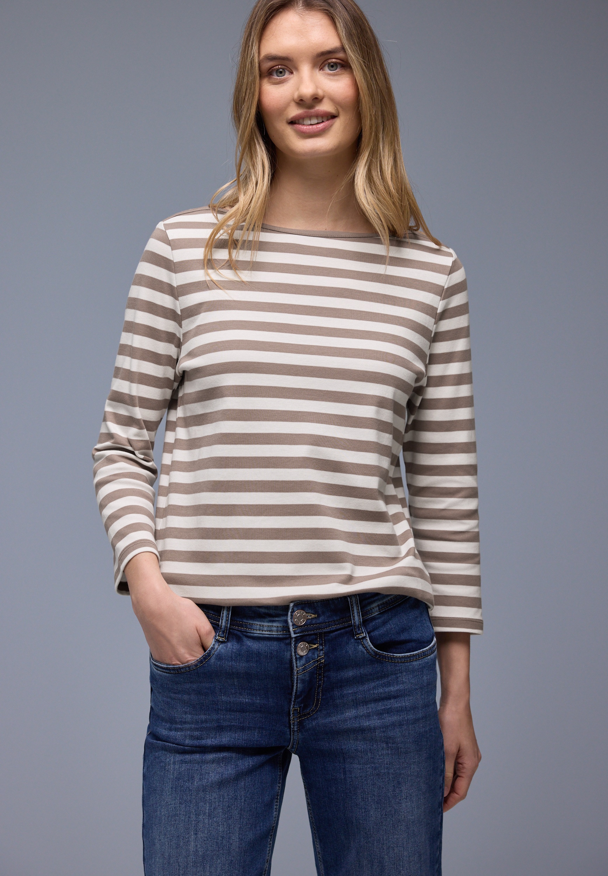 STREET ONE 3/4-Arm-Shirt aus reiner Baumwolle