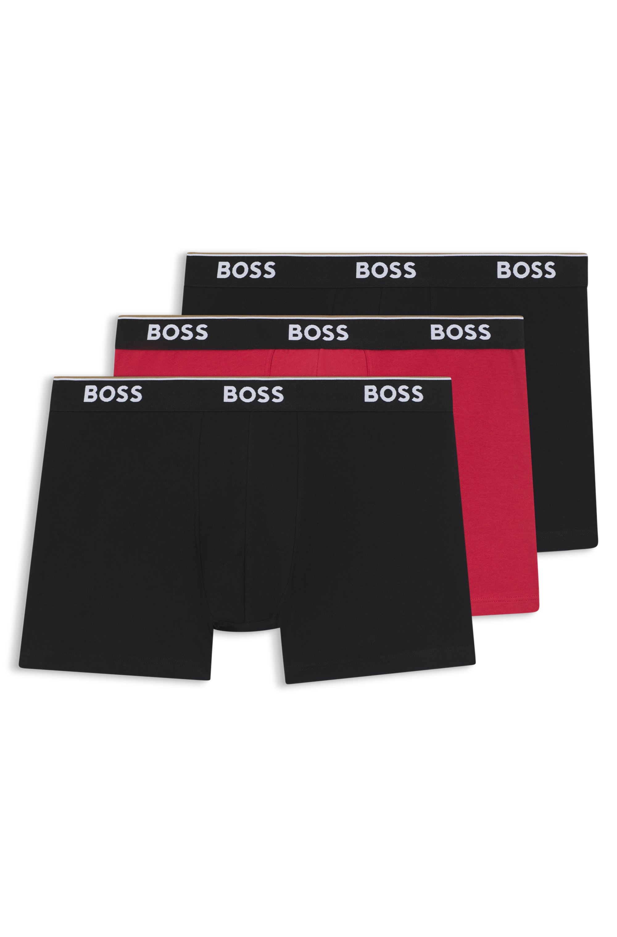 BOSS Boxershorts Packung, 3 Stk. aus bequemer Stretch-Baumwolle, körpernah, mittlere Bundhöhe