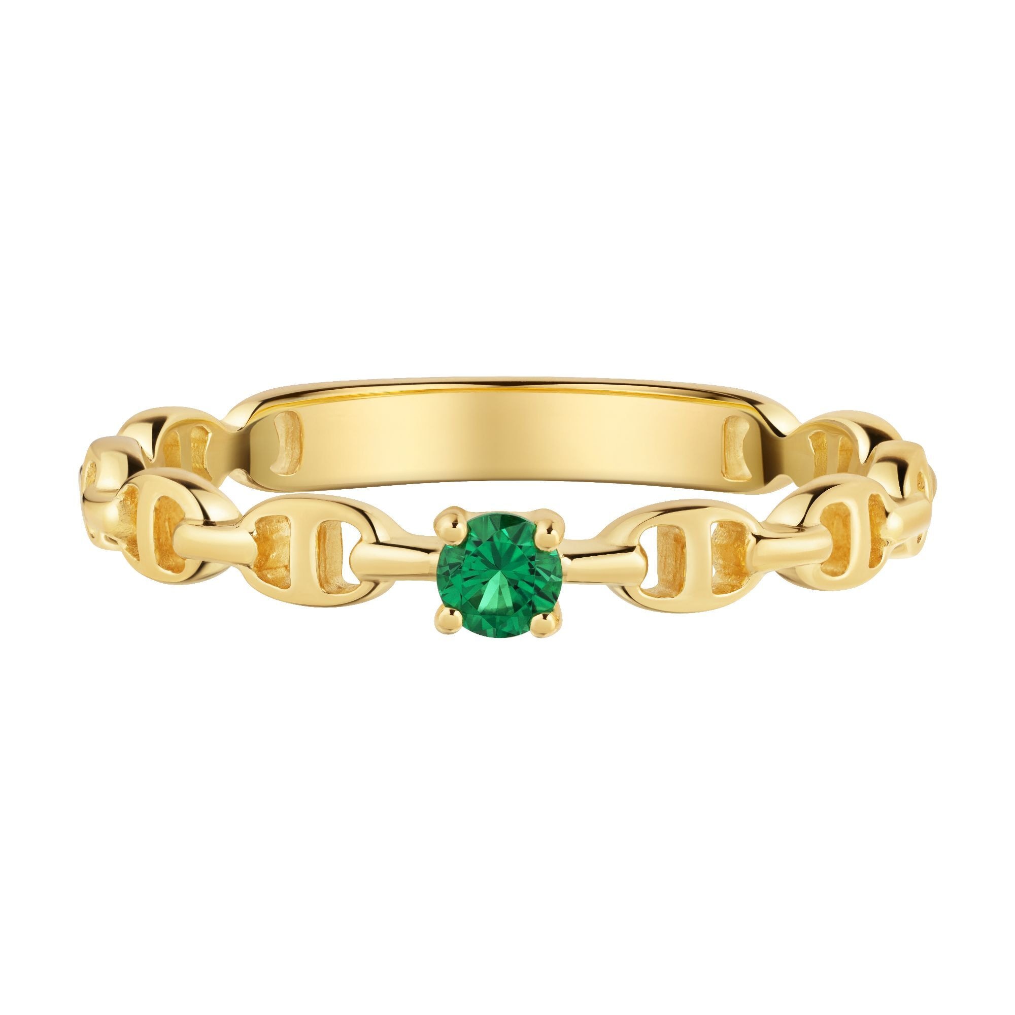 CAÏ Fingerring »925 Silber vergoldet Zirkonia grün«
