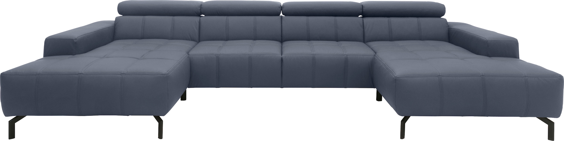 DOMO collection Wohnlandschaft »Cunelli tolle Sitznähte als Designelement, fester Sitzkomfort, U-Form«, wahlweise mit Kopfteilverstellung, bodenfrei