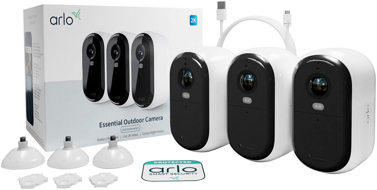 ARLO Smart Home Kamera »ESSENTIAL 2K Outdoor Kamera 3er-Pack«, Außenbereich-Innenbereich, (Packung)